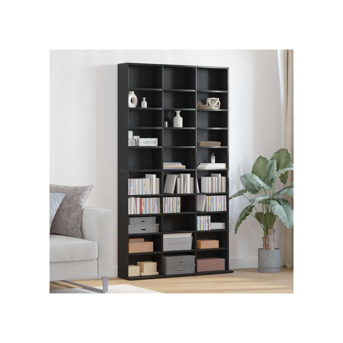 Meuble CD Chêne noir 101 x 23 x 177,5 cm Bois d'ingénierie