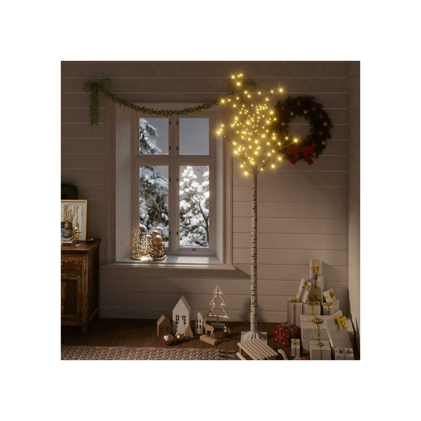 Sapin de Noël 220 LED blanc chaud Saule 2,2 m Int/Ext