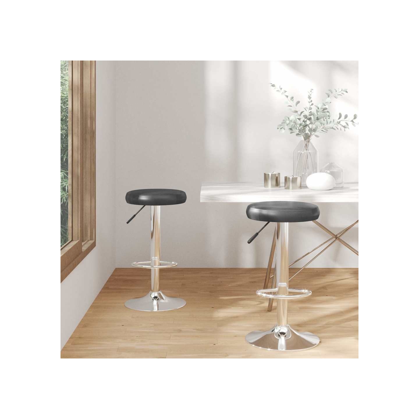 Tabourets de bar lot de 2 noir similicuir
