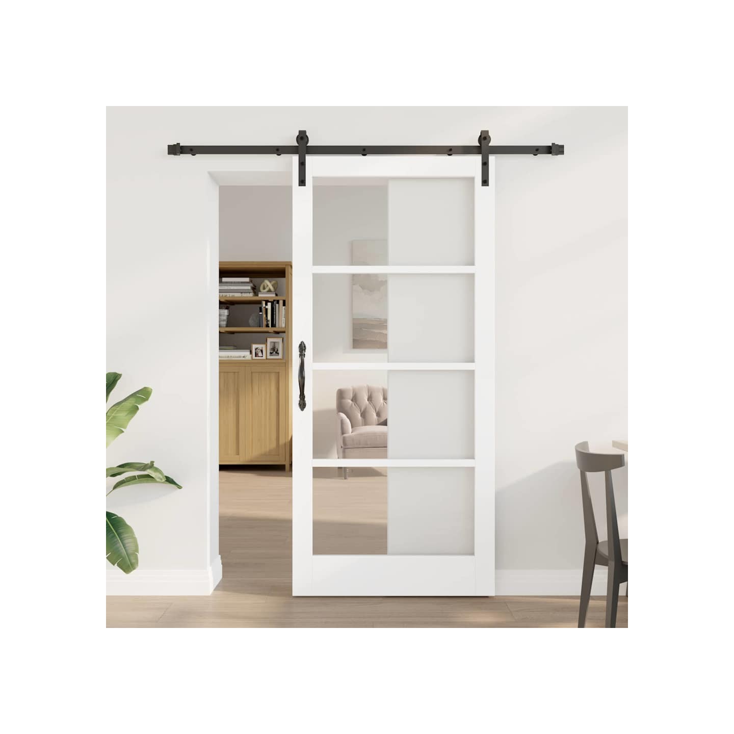 Porte coulissante ORKDAL Blanc et Noir 93 x 202 cm