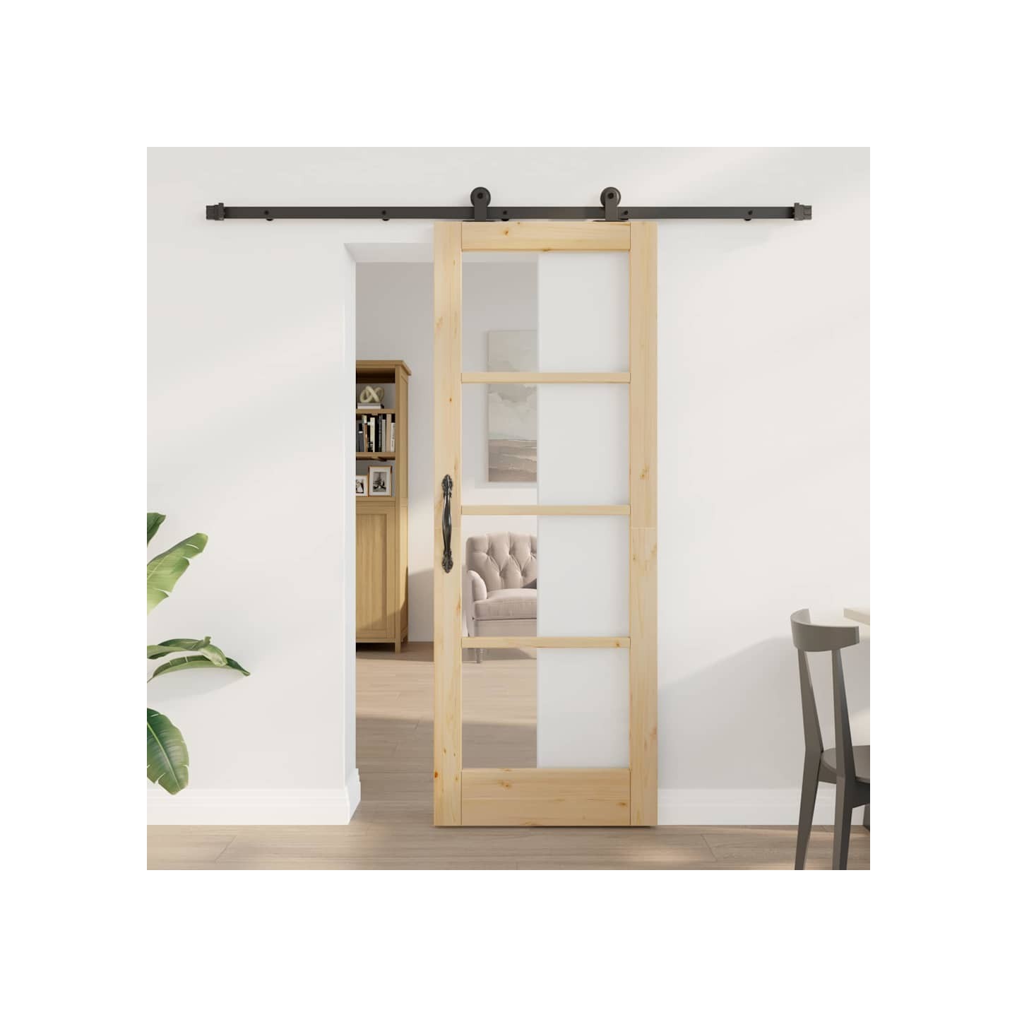 Porte coulissante ORKDAL 73,5 x 198,5 cm Naturel et noir