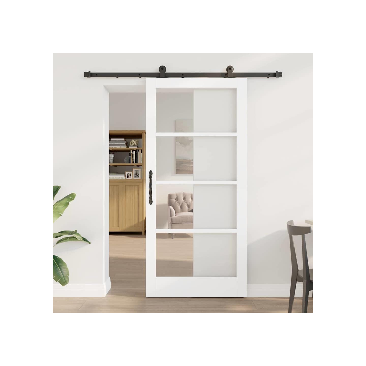 Porte coulissante ORKDAL 93 x 202 cm Blanc et noir