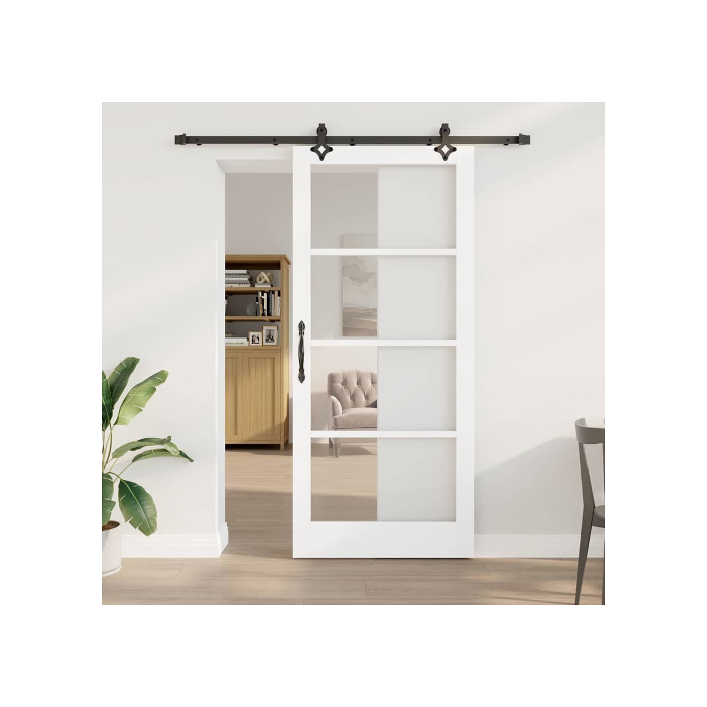Porte coulissante ORKDAL 93 x 211 cm Blanc et noir