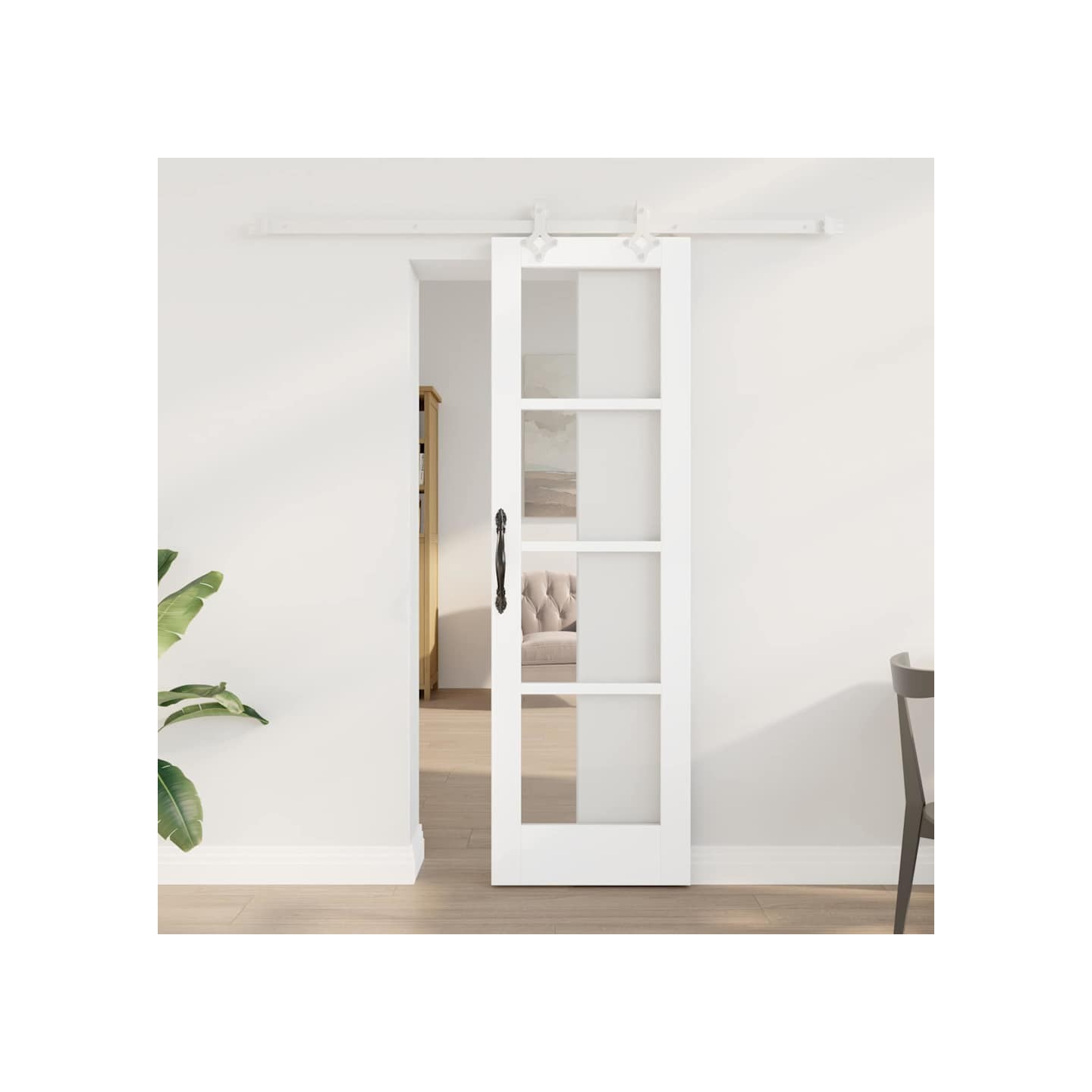 Porte coulissante 61 x 198,5 cm Bois de pin massif et verre