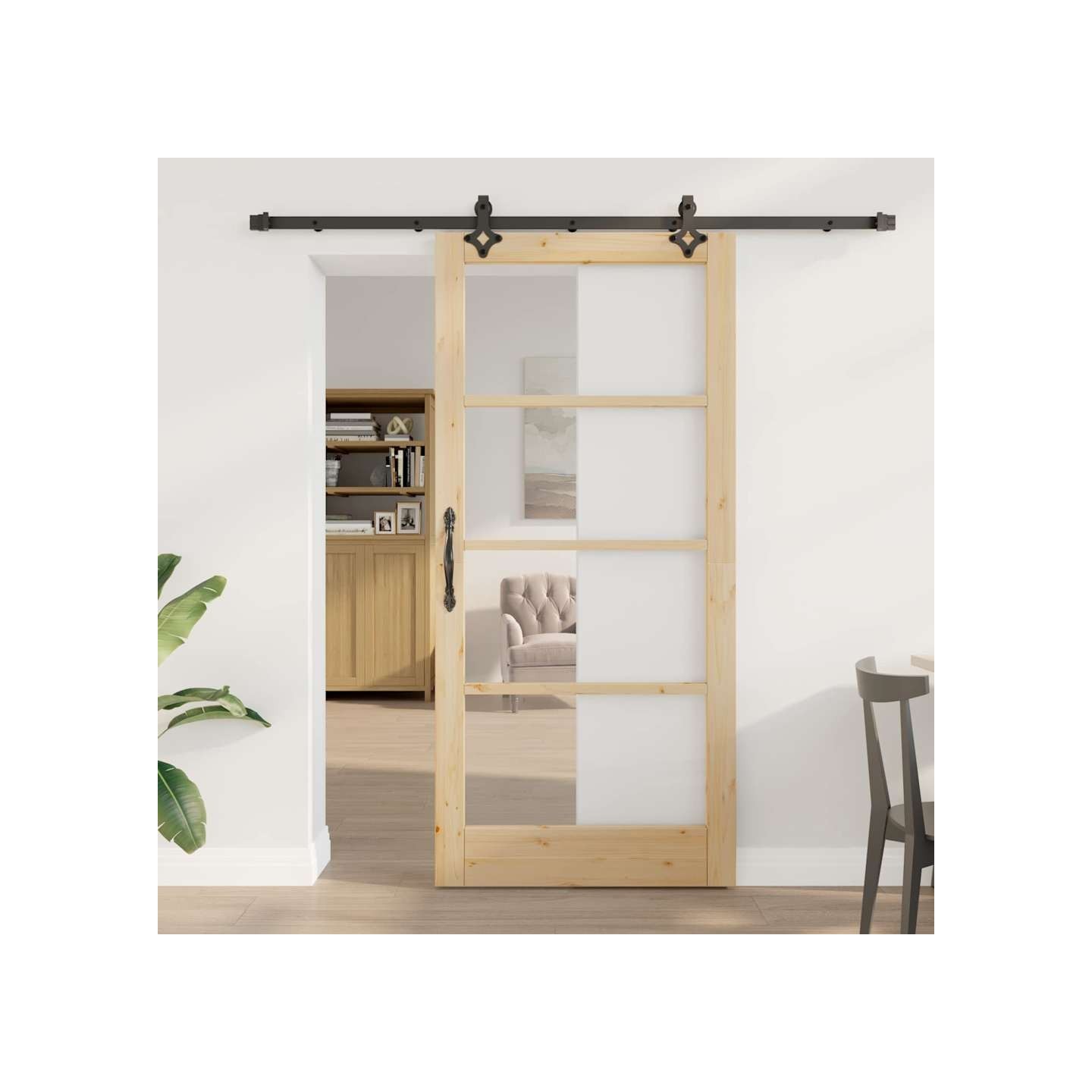 Porte coulissante ORKDAL 93 x 202 cm Naturel et noir