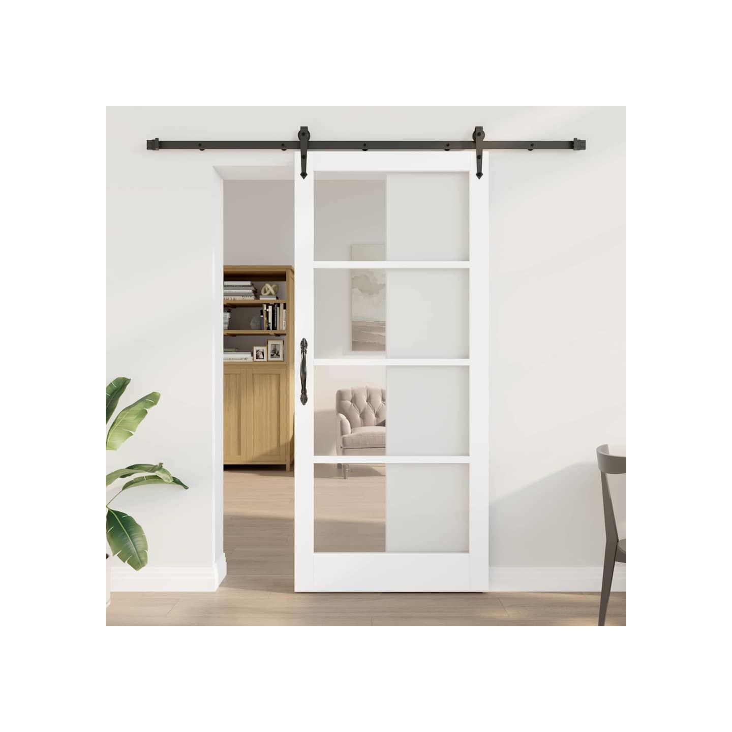 Porte coulissante ORKDAL 93 x 211 cm Solid Pine Wood and Glass