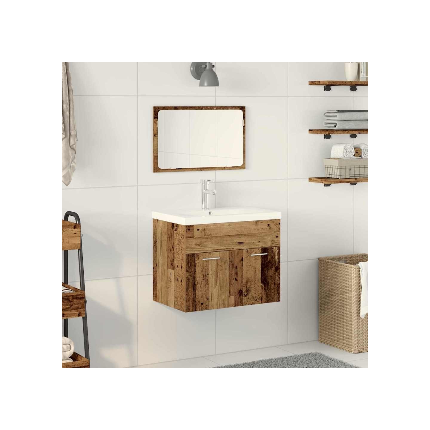 Ensemble de mobilier de salle de bain 3 pièces Bois Ancien
