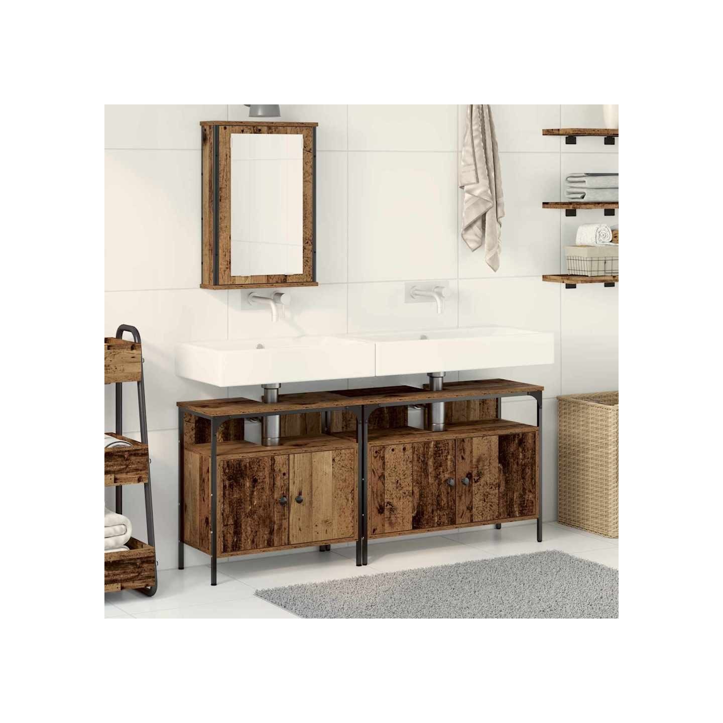 Meubles de salle de bain 3 pièces Marron 80 x 30 x 60 cm