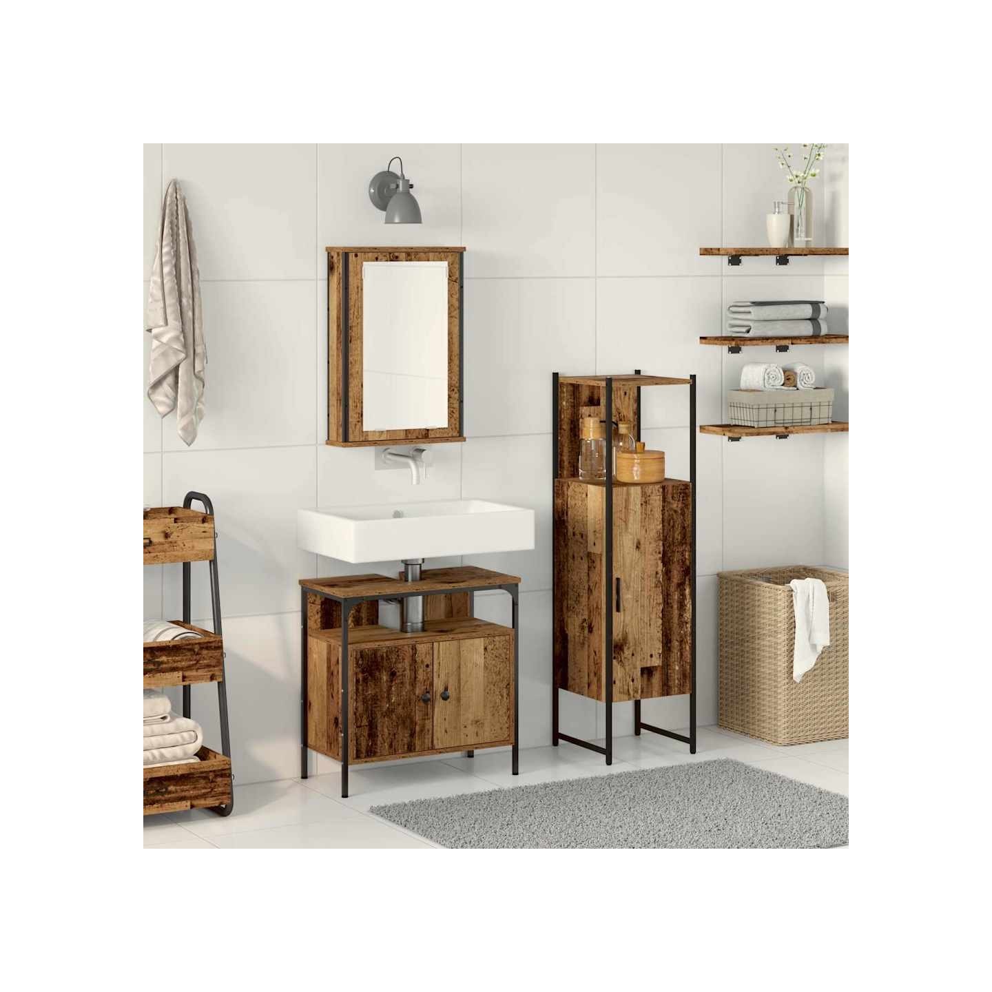Ensemble de mobilier de salle de bain 3 pc Marron