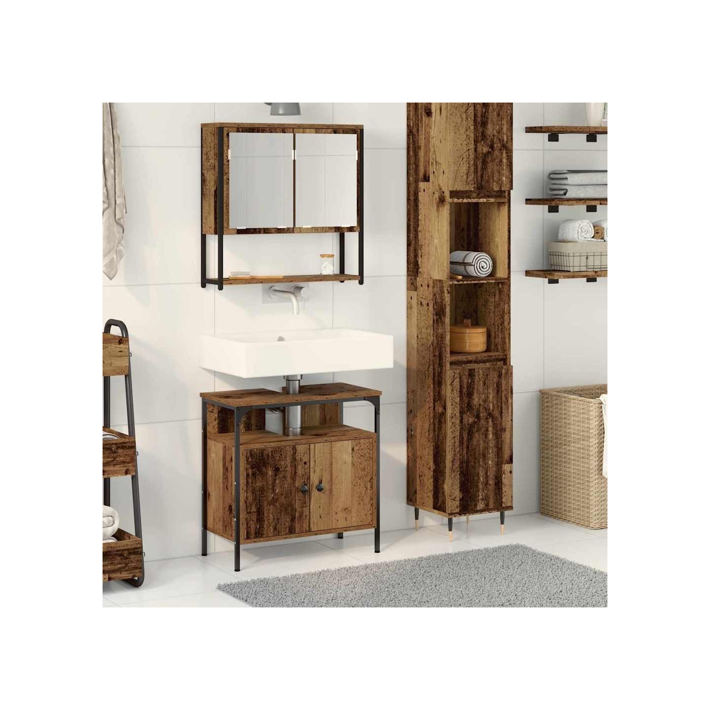Ensemble de mobilier de salle de bain 2 pièces Marron