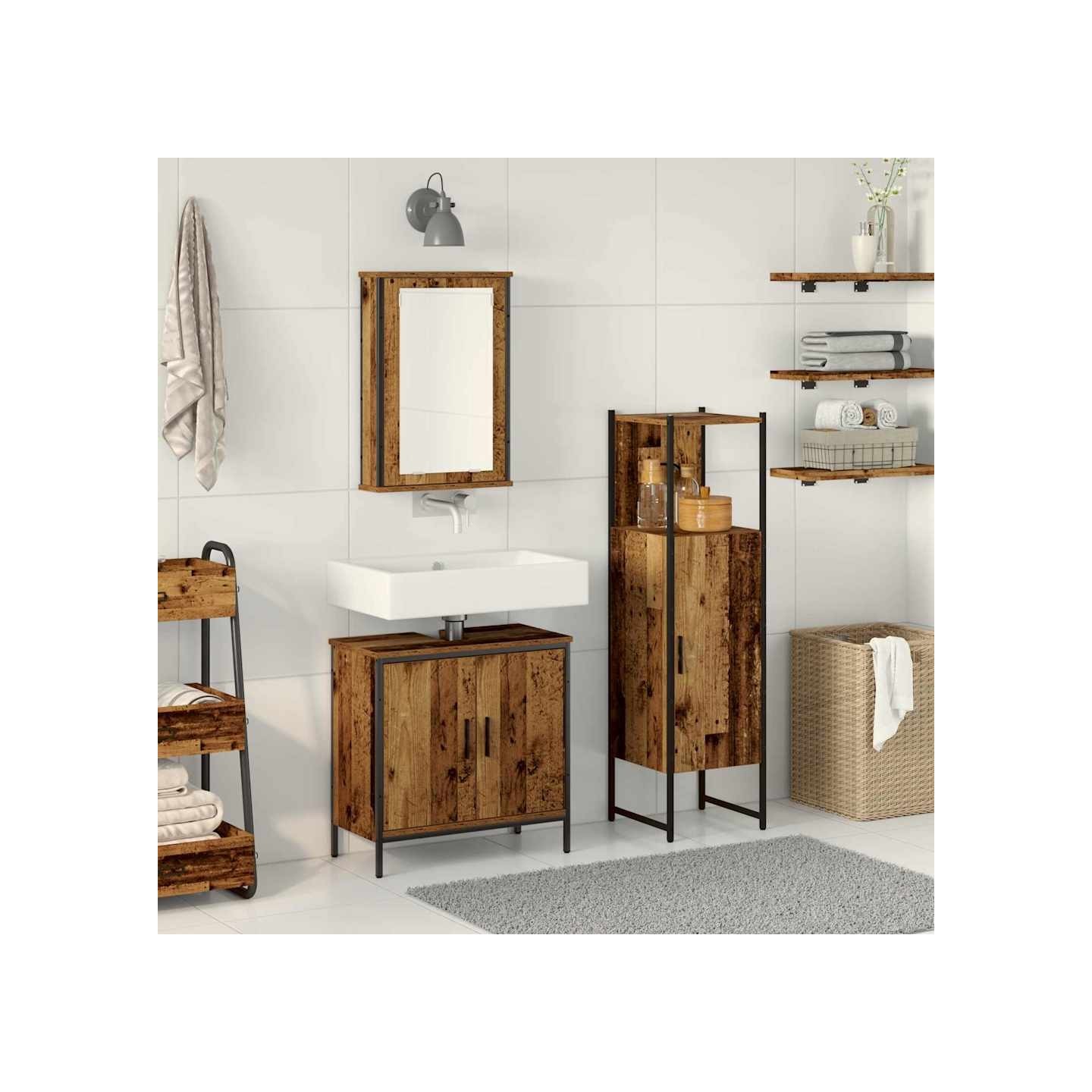 Ensemble de mobilier de salle de bain 3 pc Marron