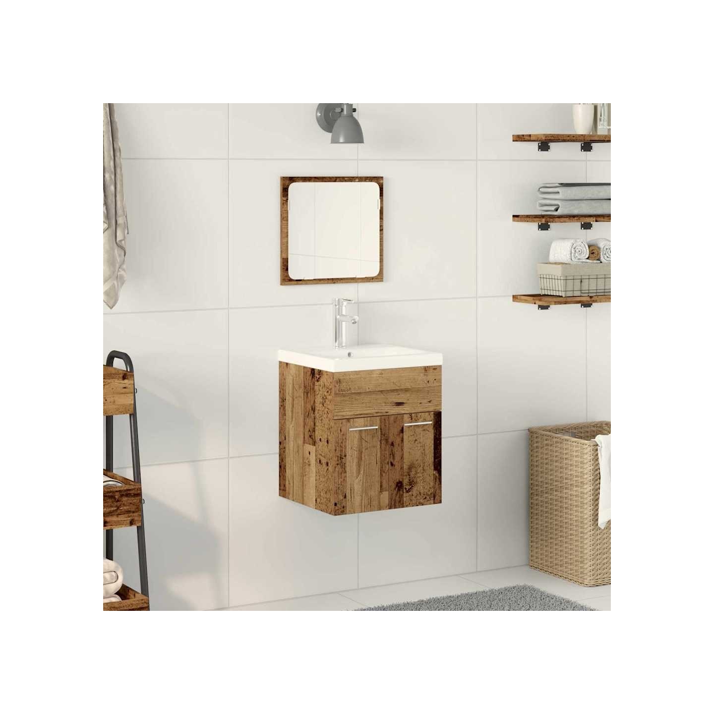 Ensemble de mobilier de salle de bain 3 pièces Bois ancien