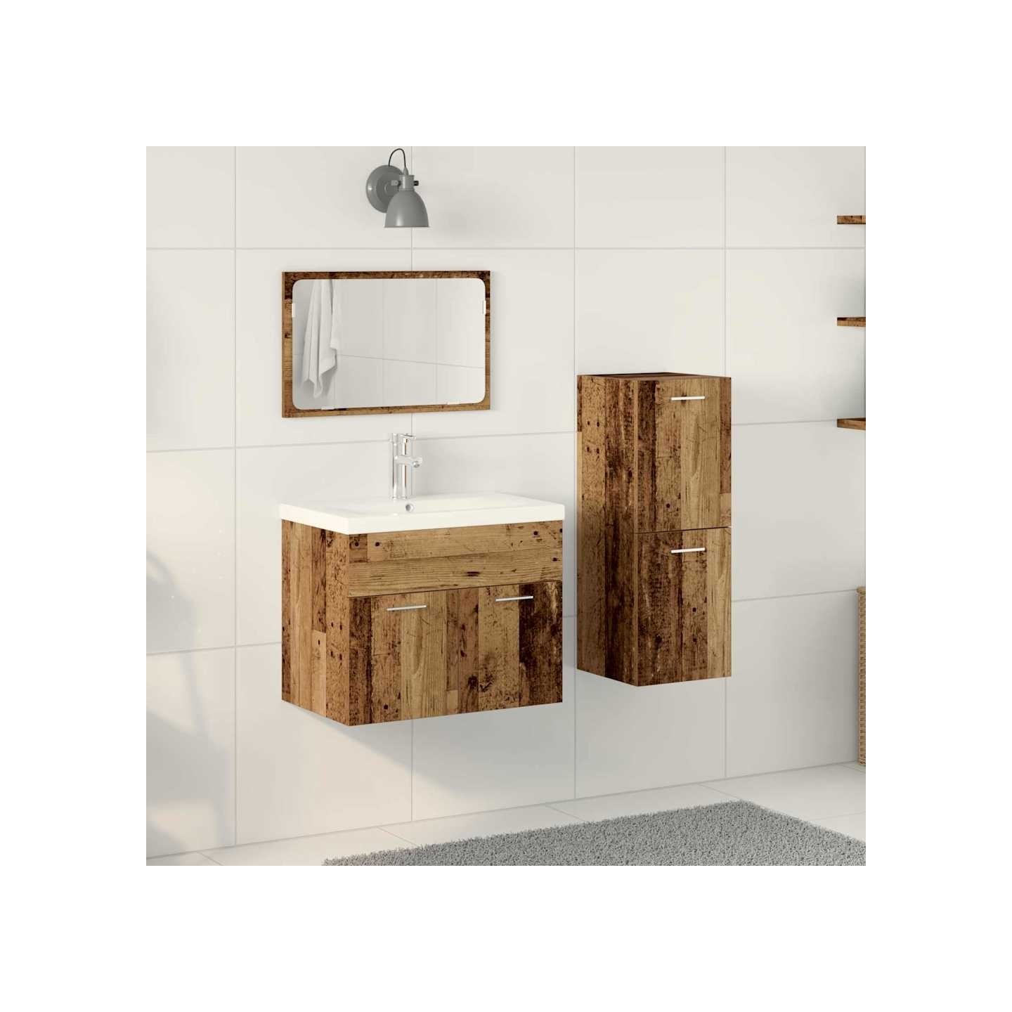 Ensemble de mobilier de salle de bain 4 pièces Marron