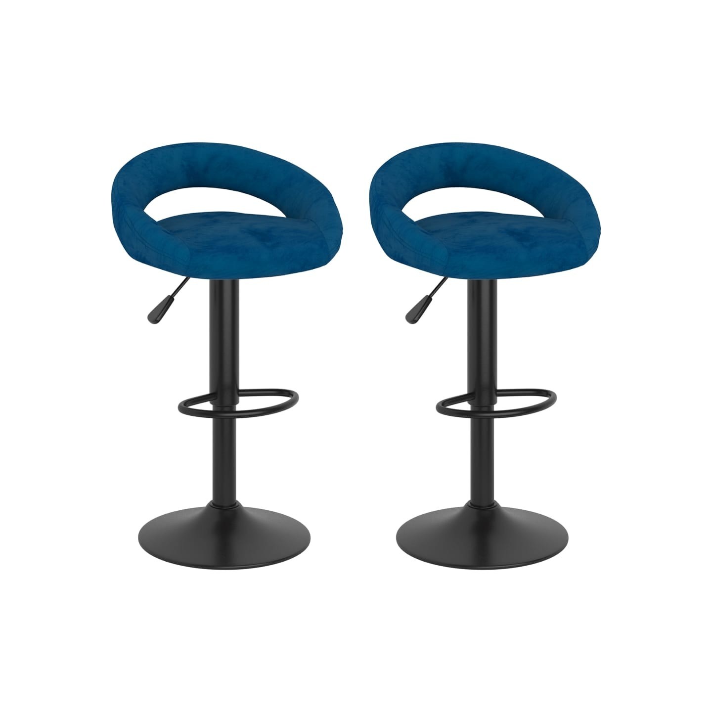 Tabourets de bar lot de 2 bleu velours