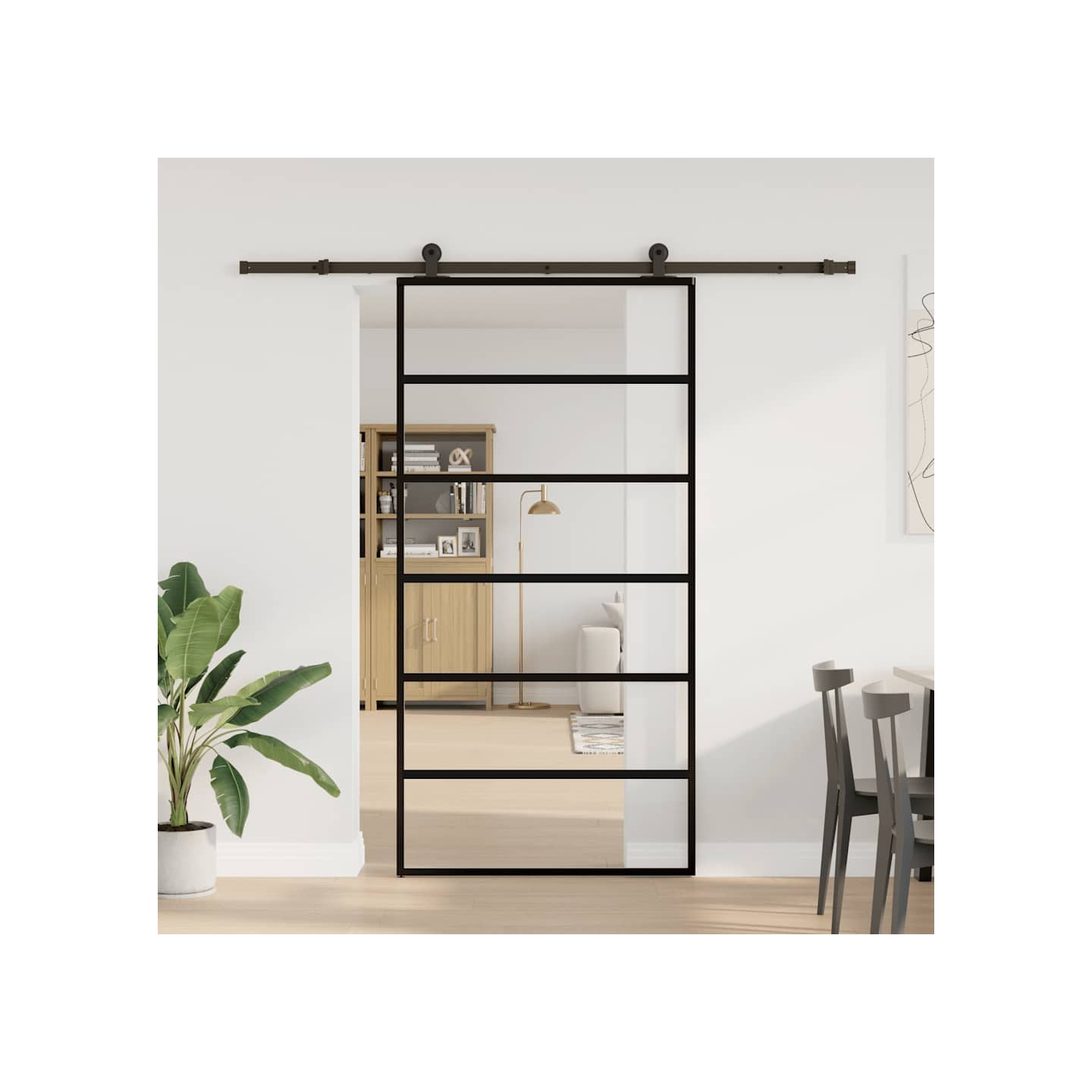 Porte coulissante et quincaillerie ESG verre et aluminium