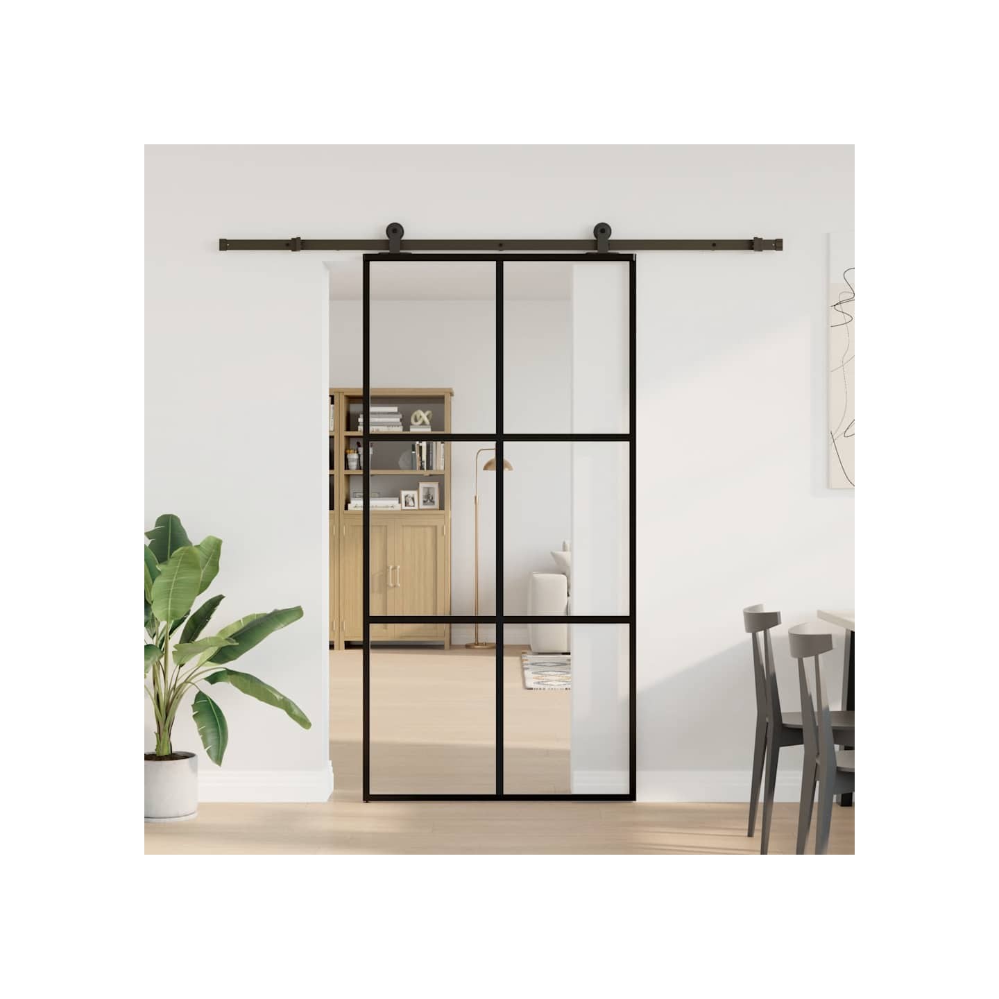Porte coulissante et quincaillerie ESG verre et aluminium