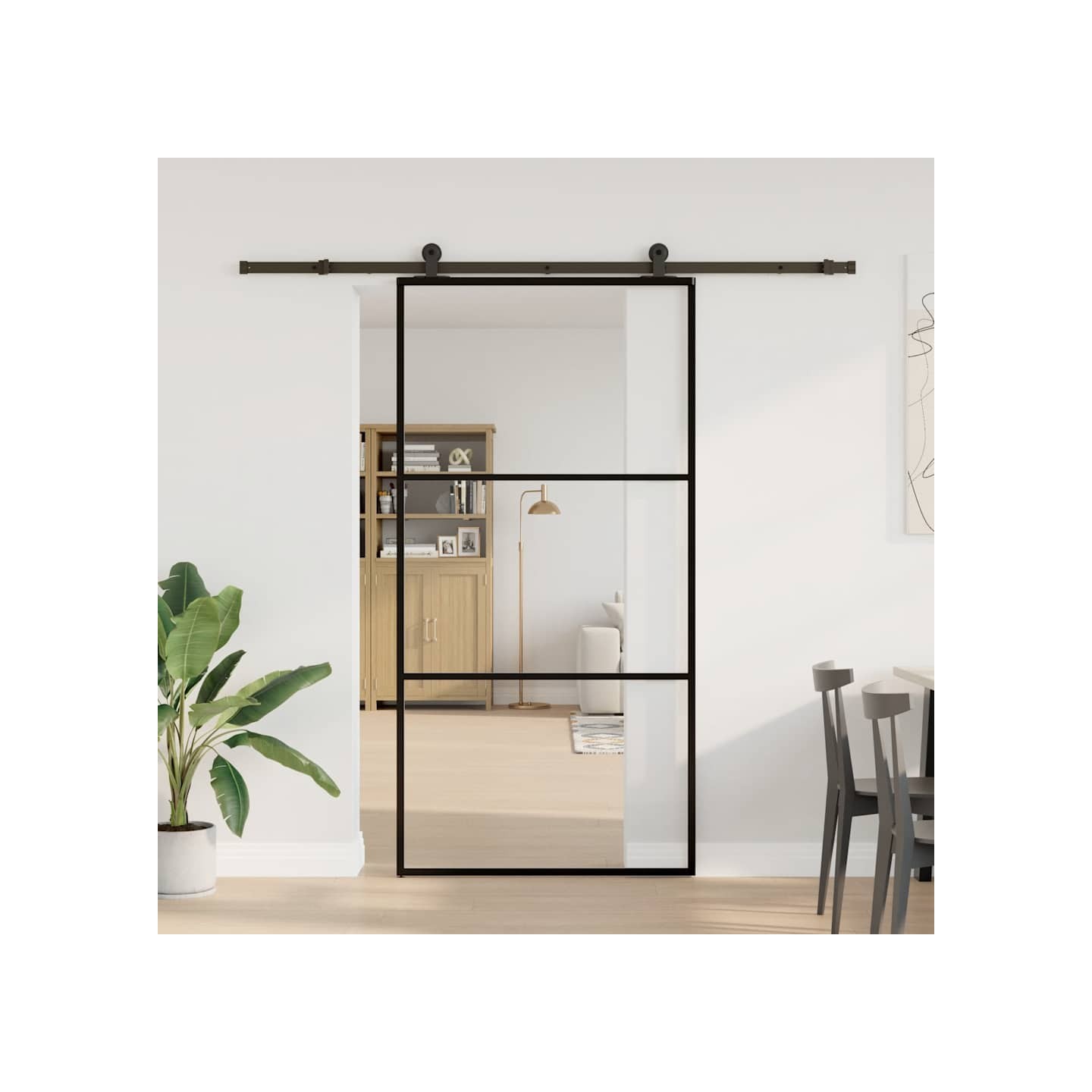 Porte coulissante et quincaillerie ESG verre et aluminium