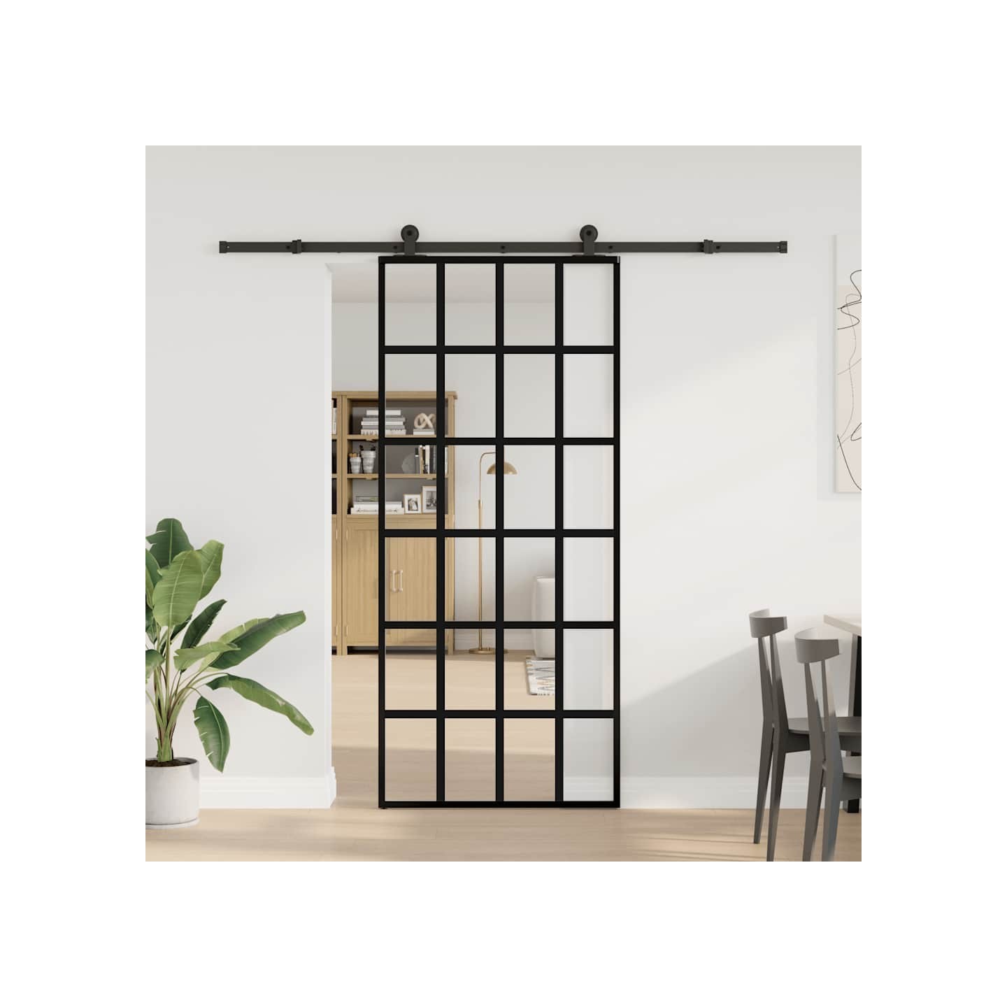 Porte coulissante avec kit de quincaillerie 90x205 cm Verre ESG