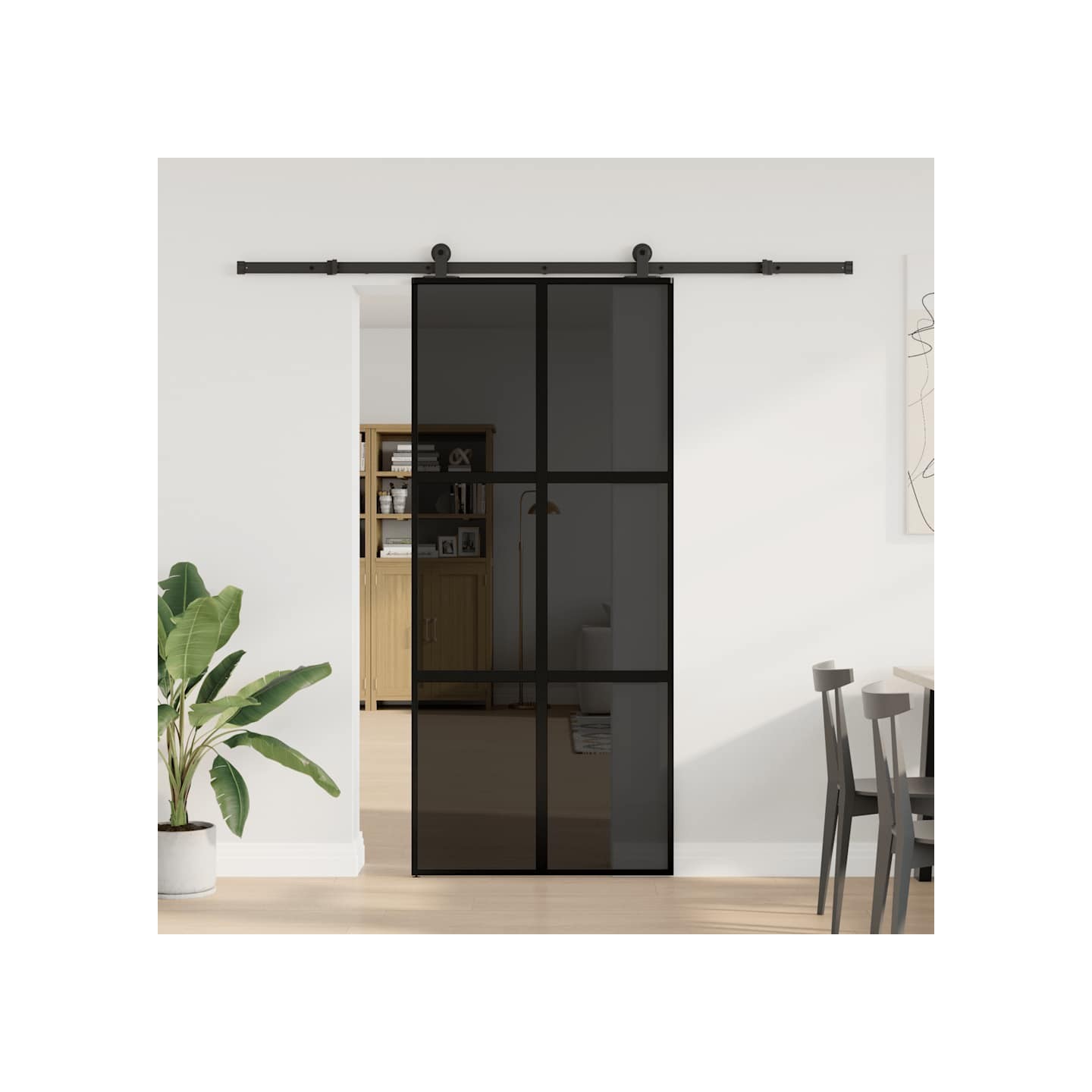 Porte coulissante kit de quincaillerie trempé verre aluminium