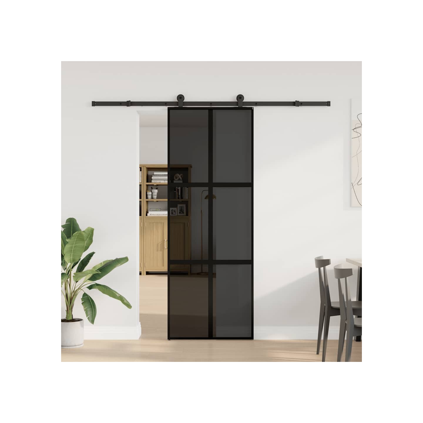 Porte coulissante kit de quincaillerie trempé verre aluminium