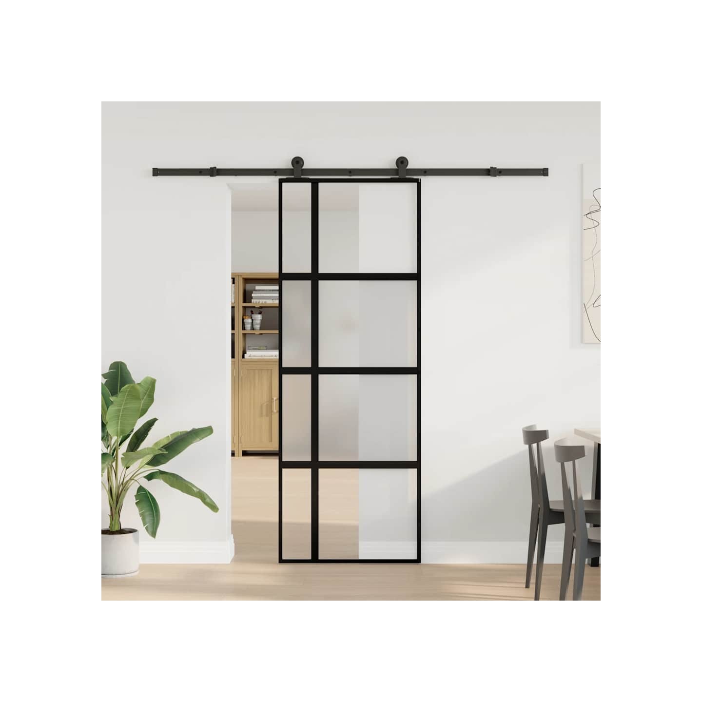 Porte coulissante kit de quincaillerie trempé verre aluminium