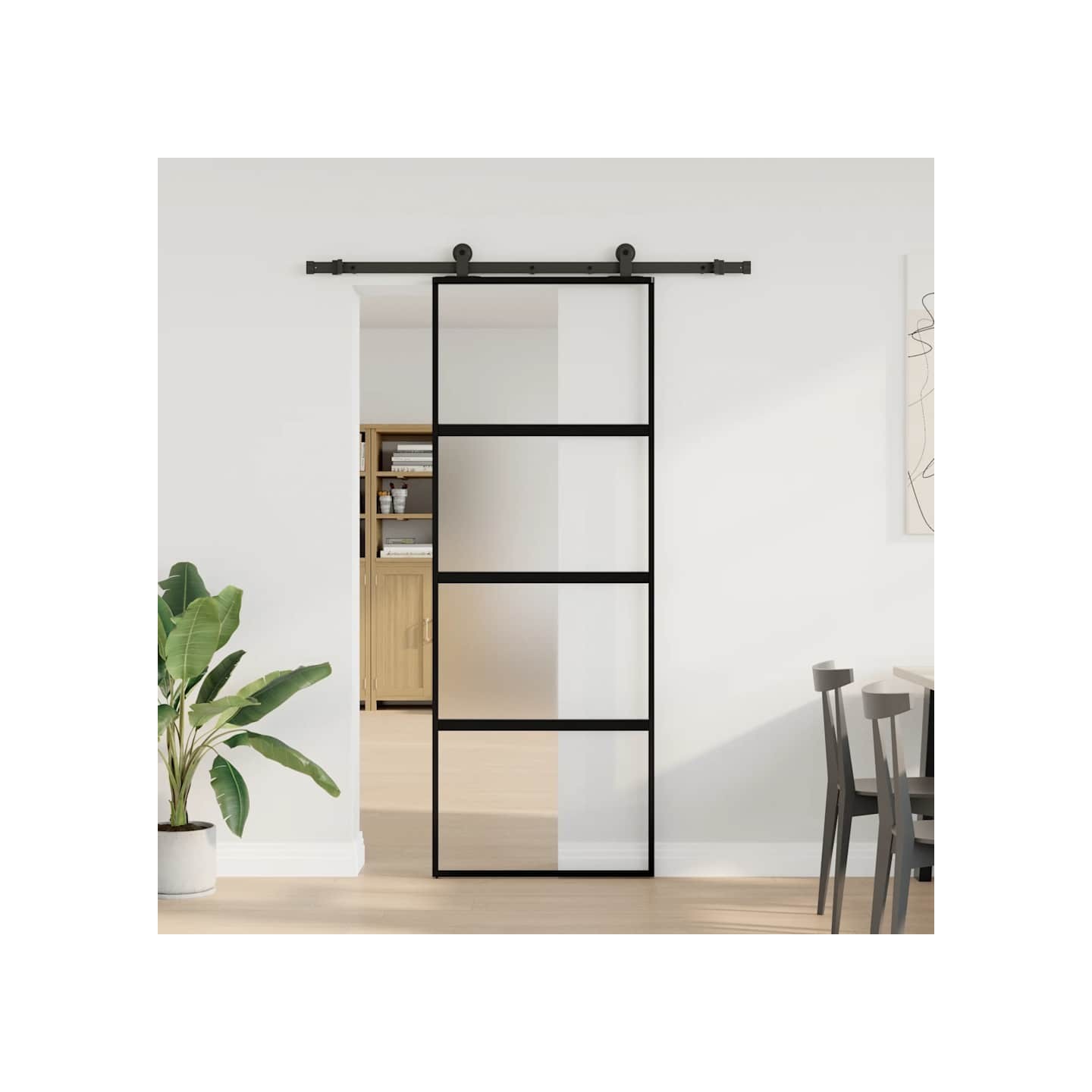 Porte coulissante kit de quincaillerie trempé verre aluminium
