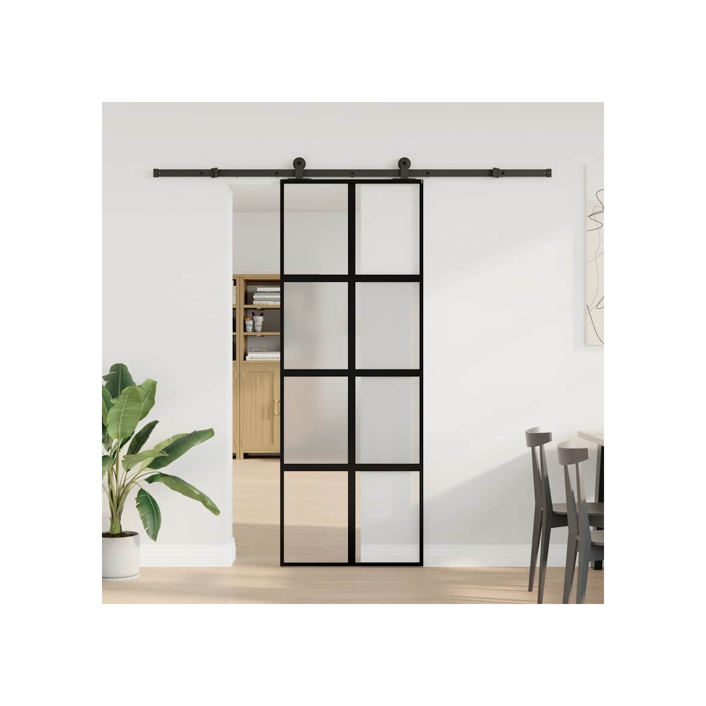 Porte coulissante kit de quincaillerie trempé verre aluminium