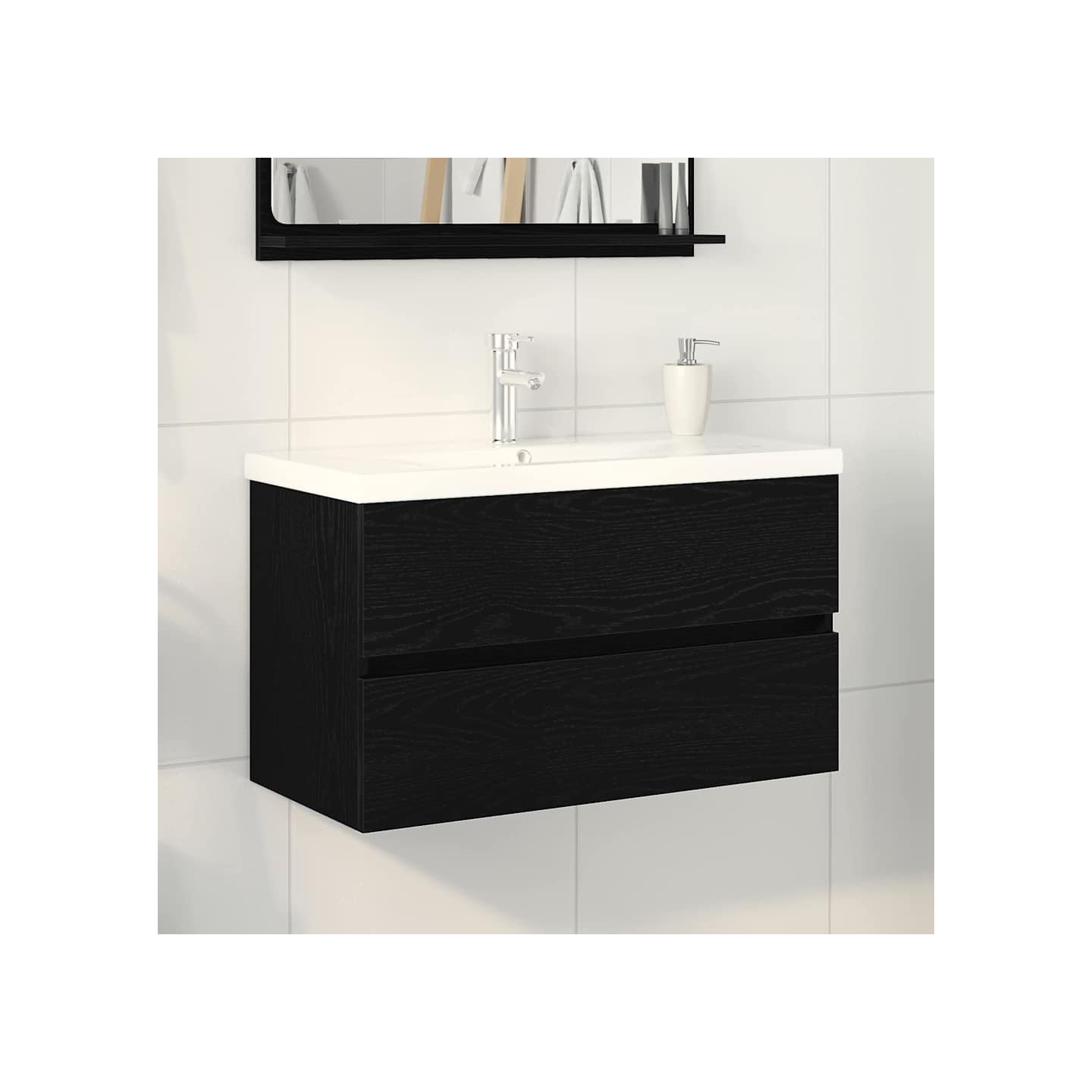 Meuble de Lavabo de Salle de Bain Chêne noir 80 x 39 x 62 cm