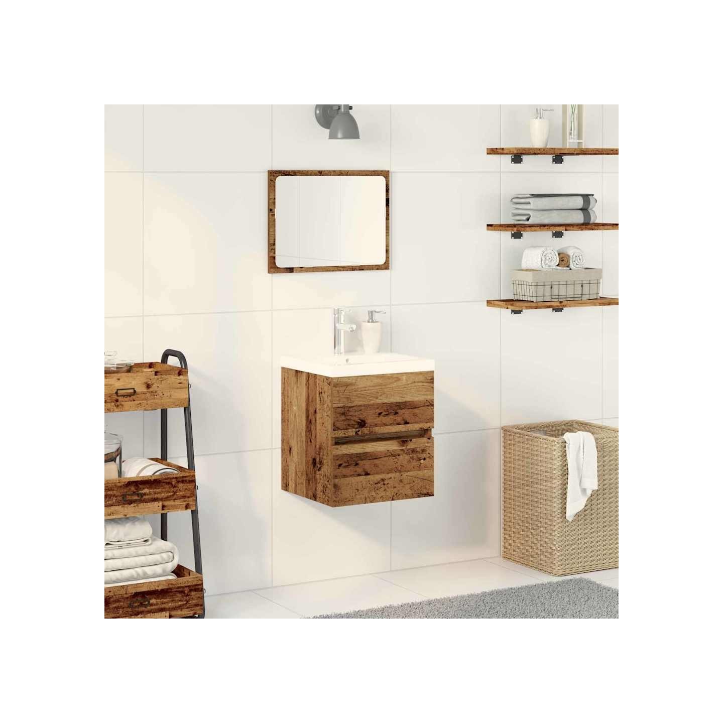 Meuble de Lavabo de Salle de Bain Chêne noir 41 x 39 x 62 cm