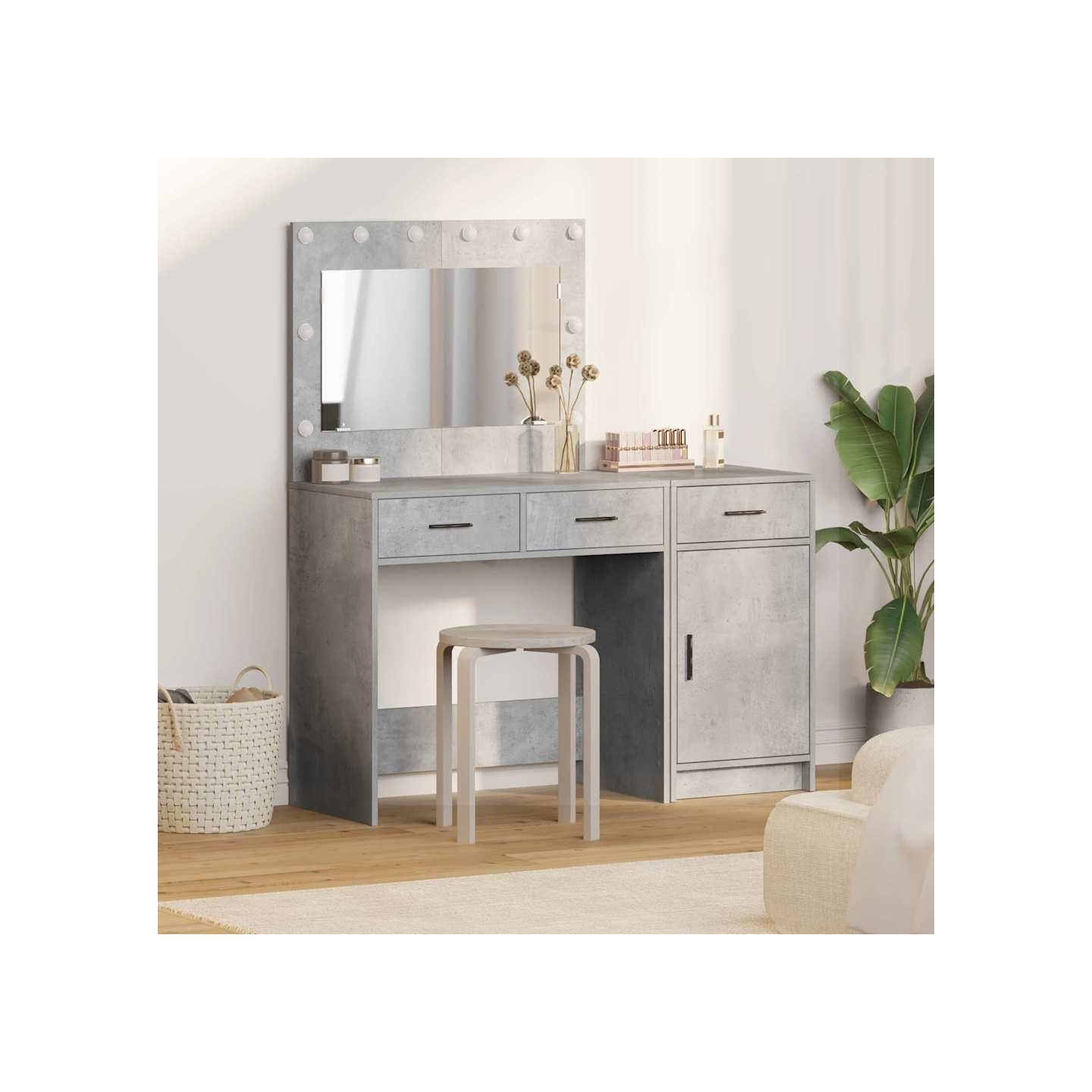 Table de Toilette 2 pc Gris 40 x 41 x 75 cm Bois d'ingénierie