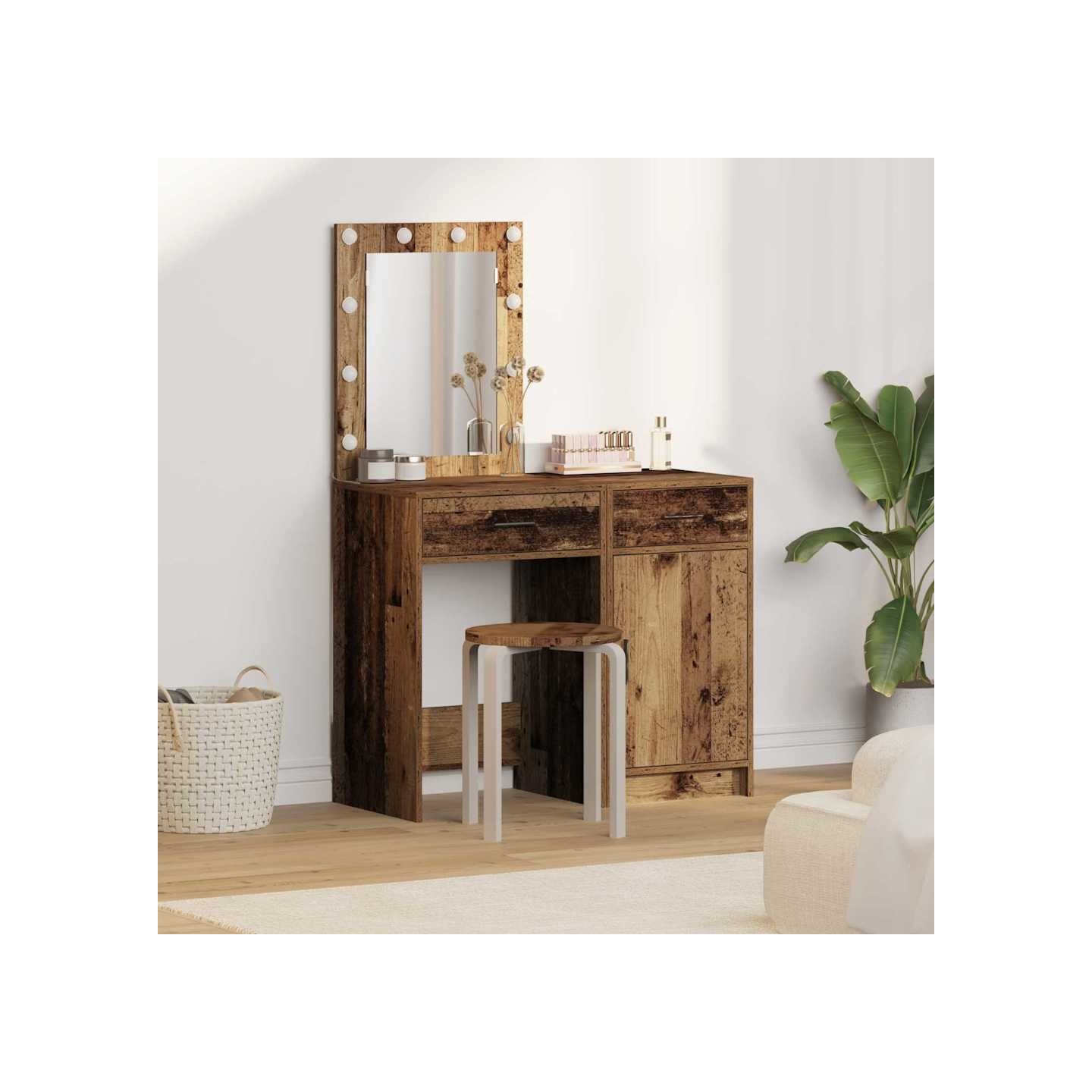 Table de Toilette 2 pc Marron 50 x 41 x 135 cm