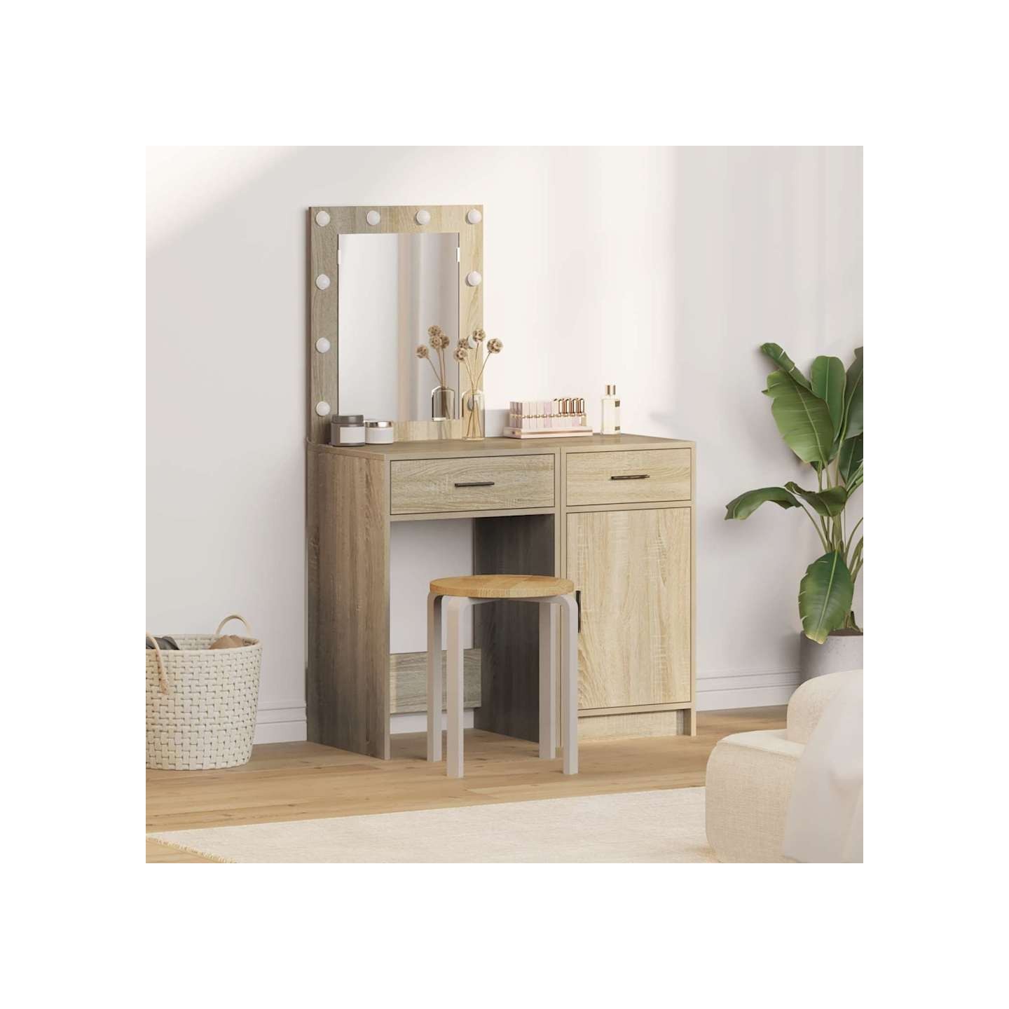 Table de Toilette 2 pc Marron 50 x 41 x 135 cm