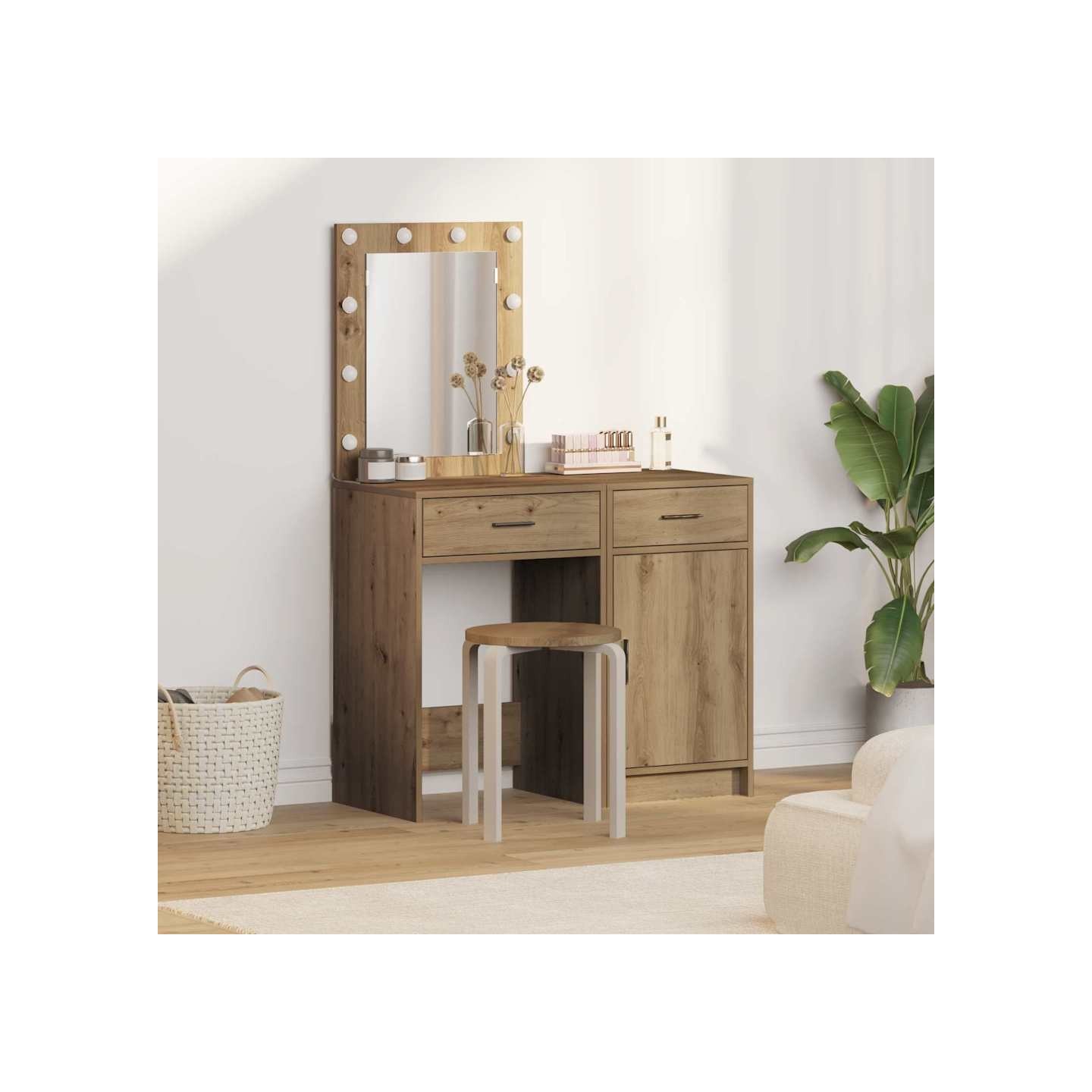 Table de Toilette 2 pc Marron 50 x 41 x 135 cm