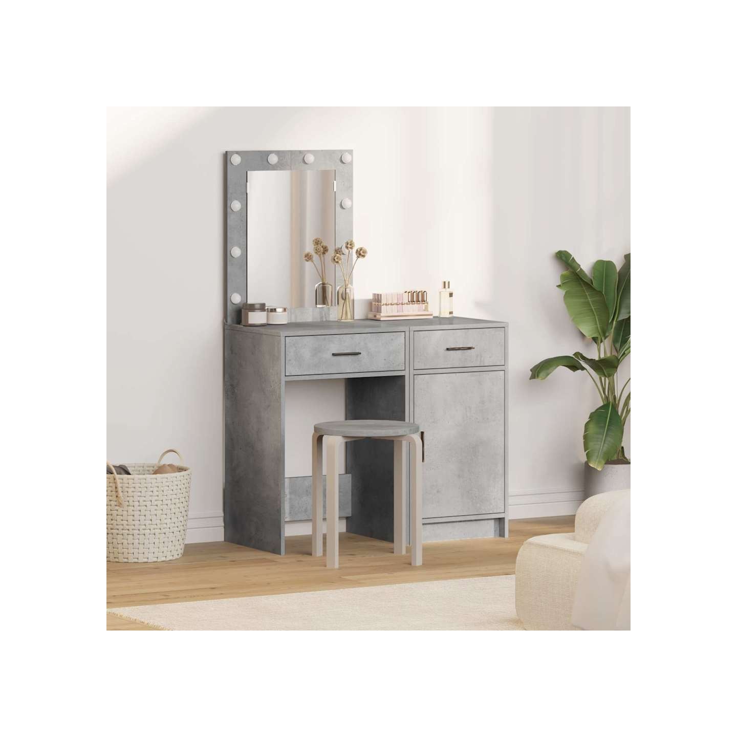 Table de Toilette 2 pc Gris 50 x 41 x 135 cm Bois d'ingénierie