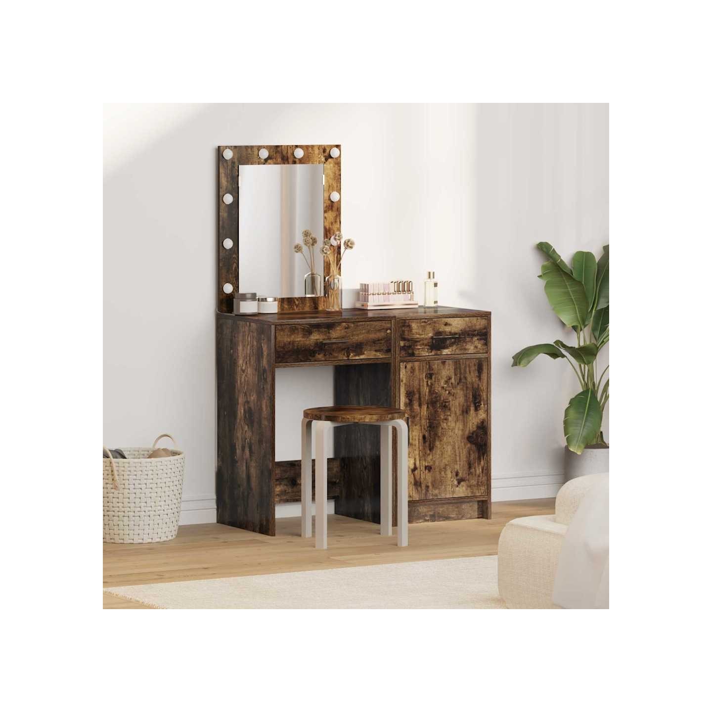 Table de Toilette 2 pc Marron 50 x 41 x 135 cm