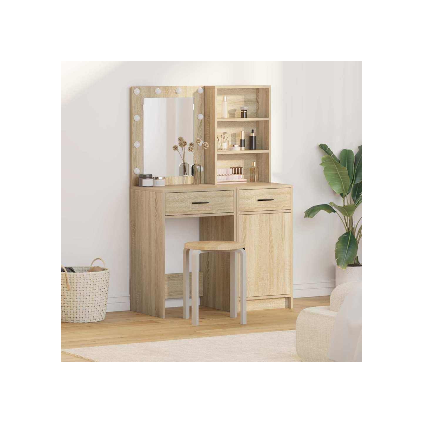 Ensemble de Coiffeuse 2 pc Chêne Sonoma Bois d'ingénierie