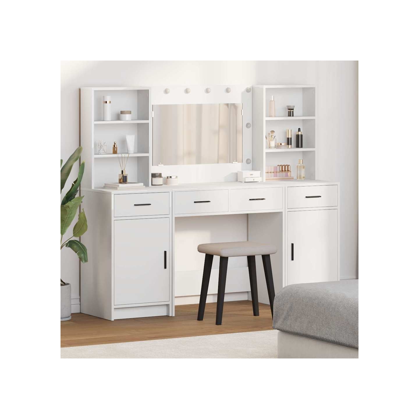 Ensemble de Coiffeuse 3 pc Blanc Bois d'ingénierie