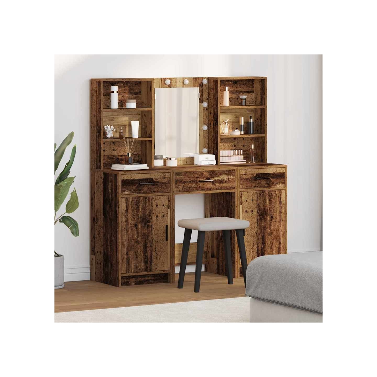 Ensemble de Coiffeuse 3 pc Bois ancien Bois d'ingénierie