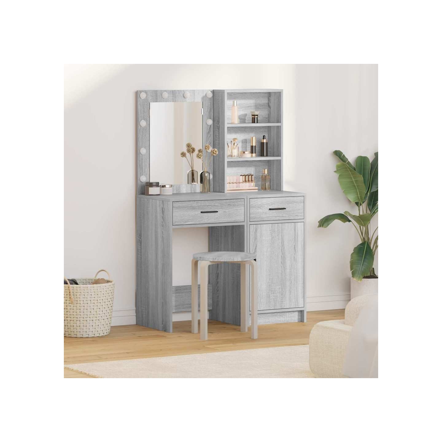 Ensemble de Coiffeuse 2 pc Gris Sonoma Bois d'ingénierie