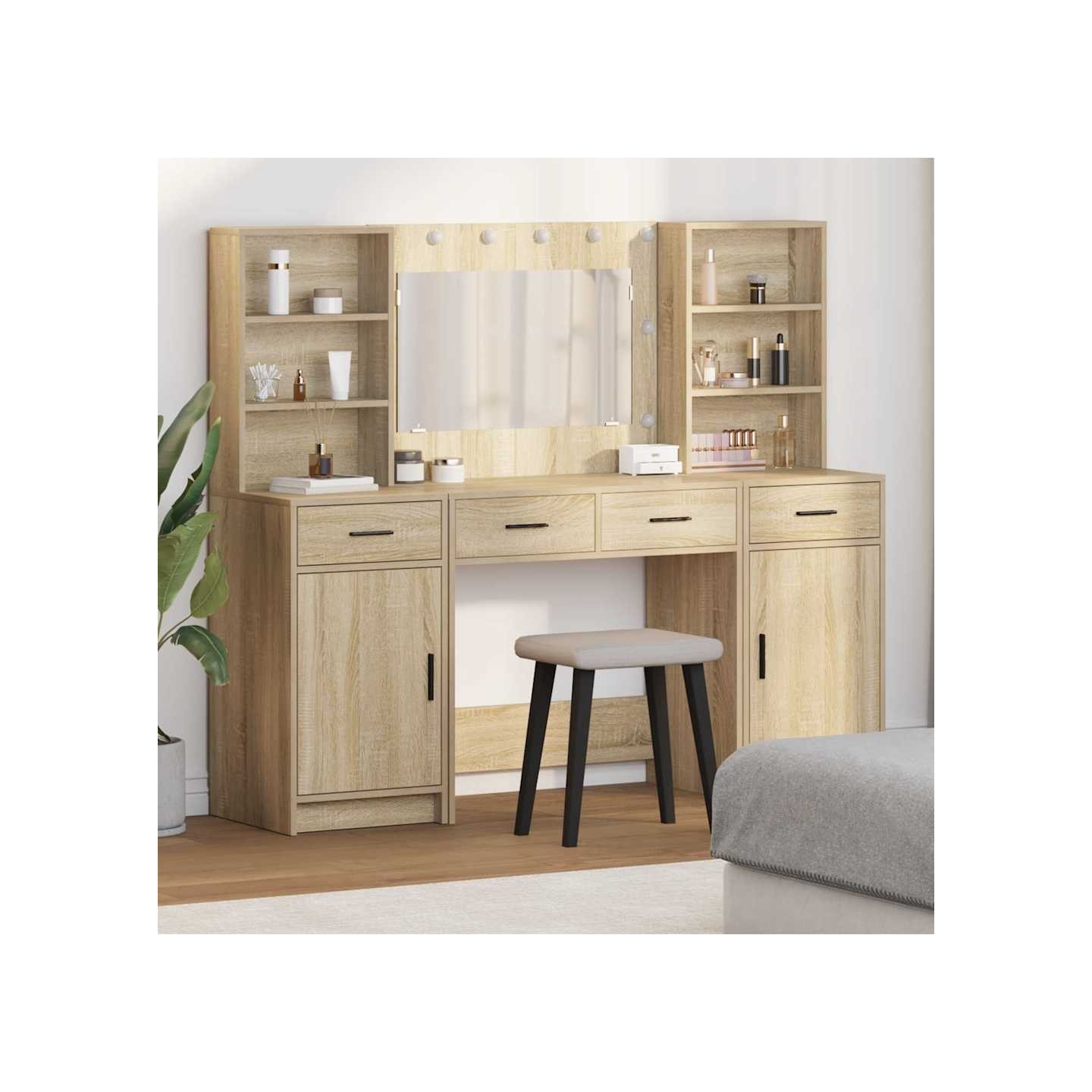 Ensemble de Coiffeuse 3 pc Chêne Sonoma Bois d'ingénierie