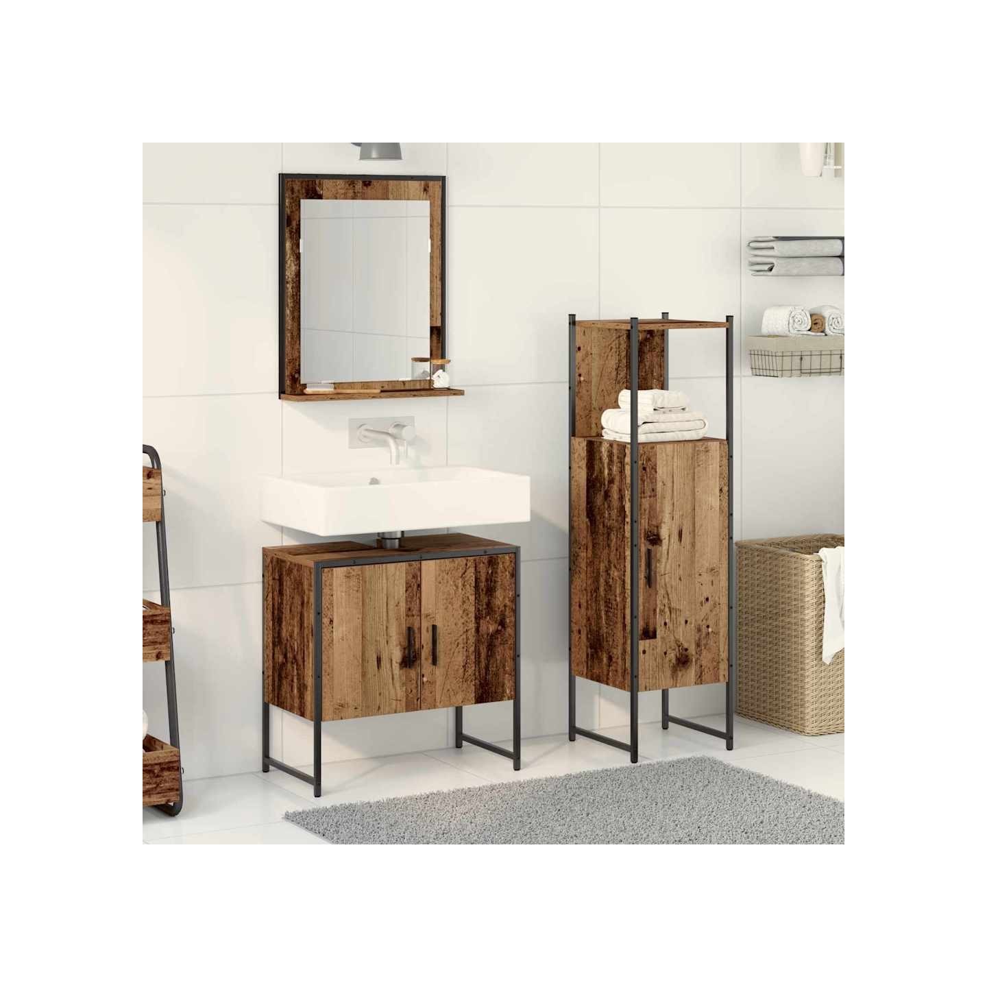 Ensemble de mobilier de salle de bain 3 pc Marron