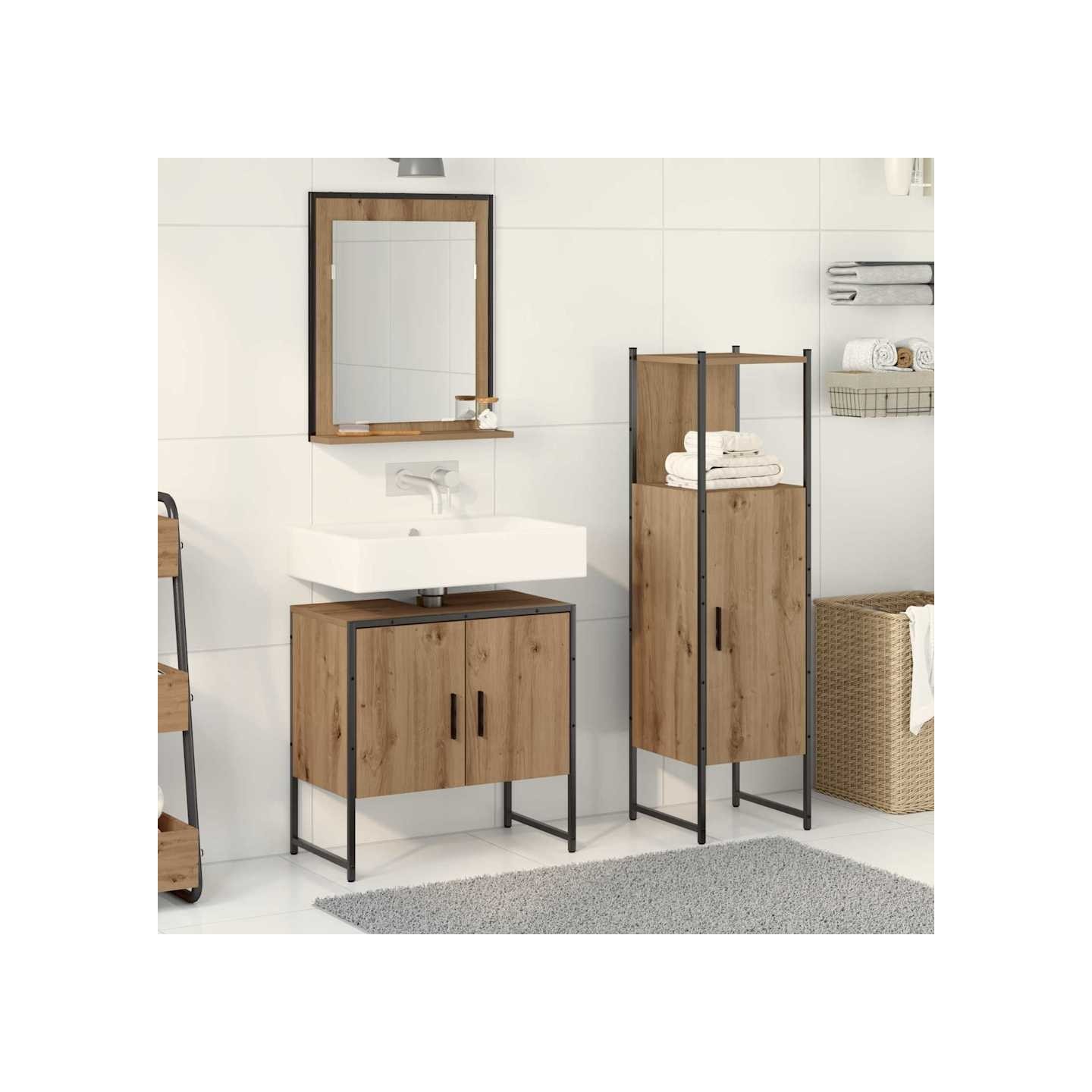 Ensemble de mobilier de salle de bain 3 pc Marron