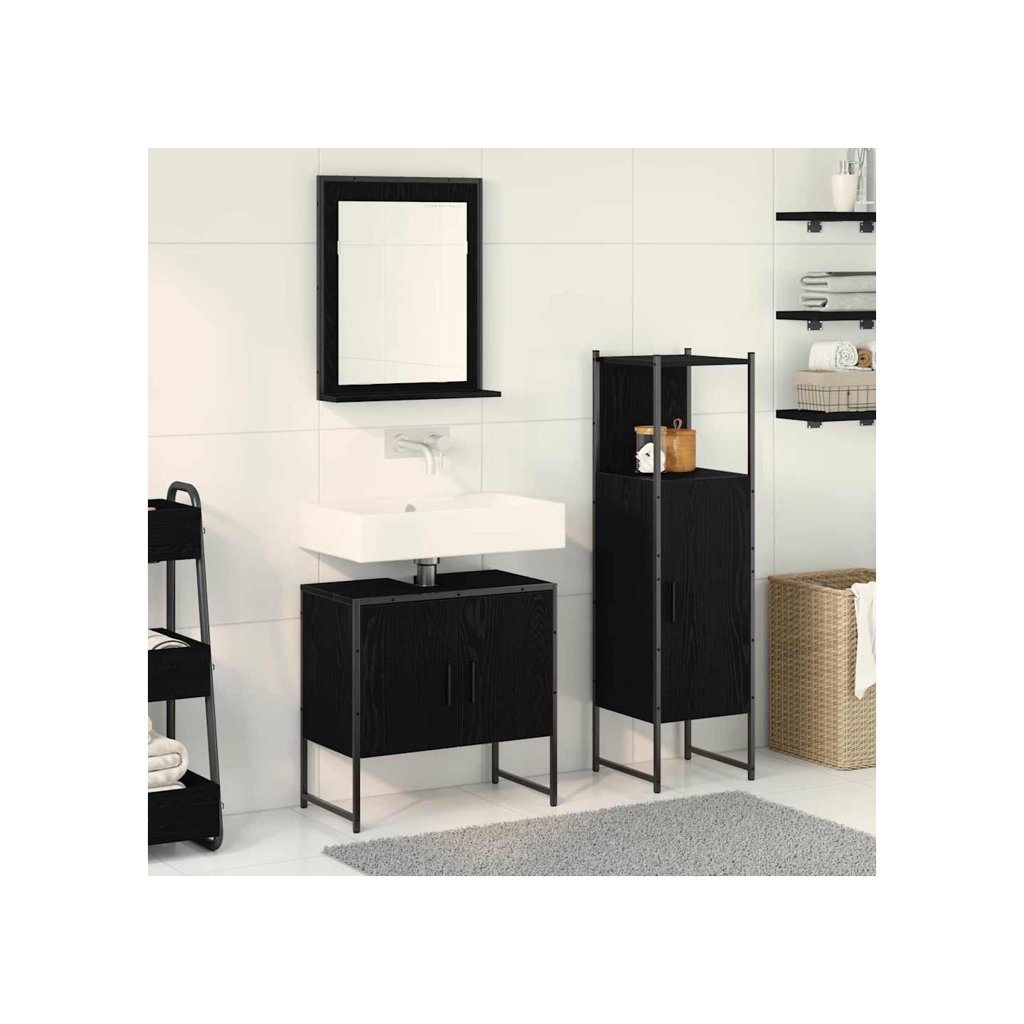 Ensemble de mobilier de salle de bain 3 pc Noir