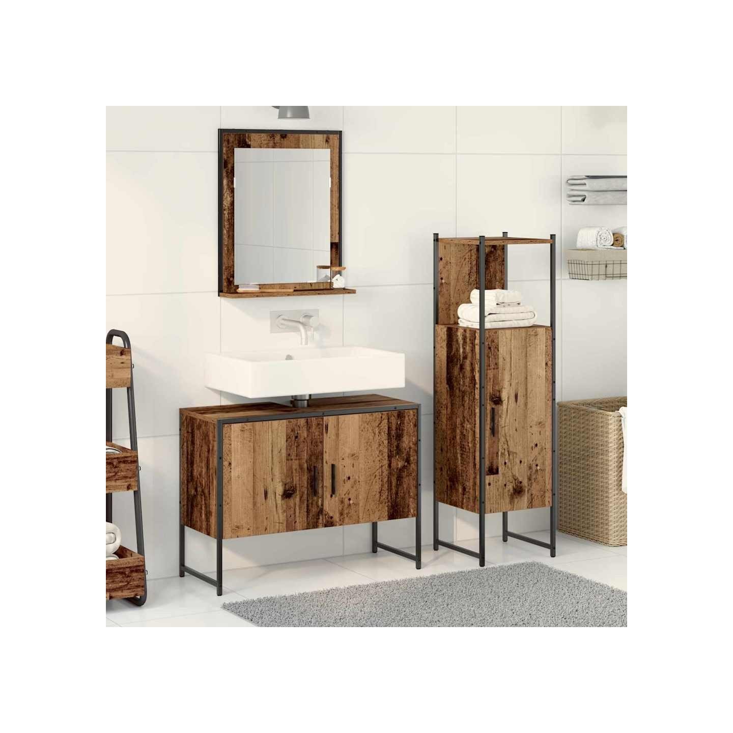 Ensemble de mobilier de salle de bain 3 pc Marron