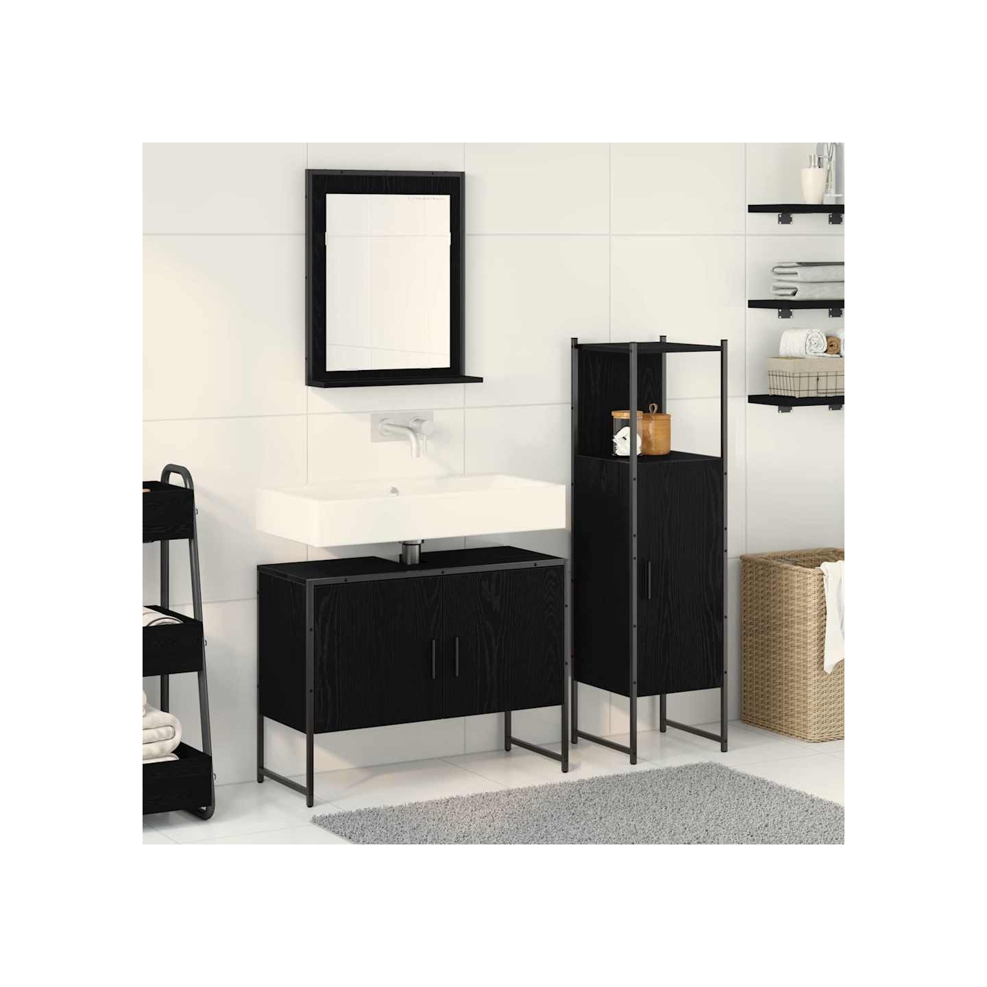Ensemble de mobilier de salle de bain 3 pc Noir