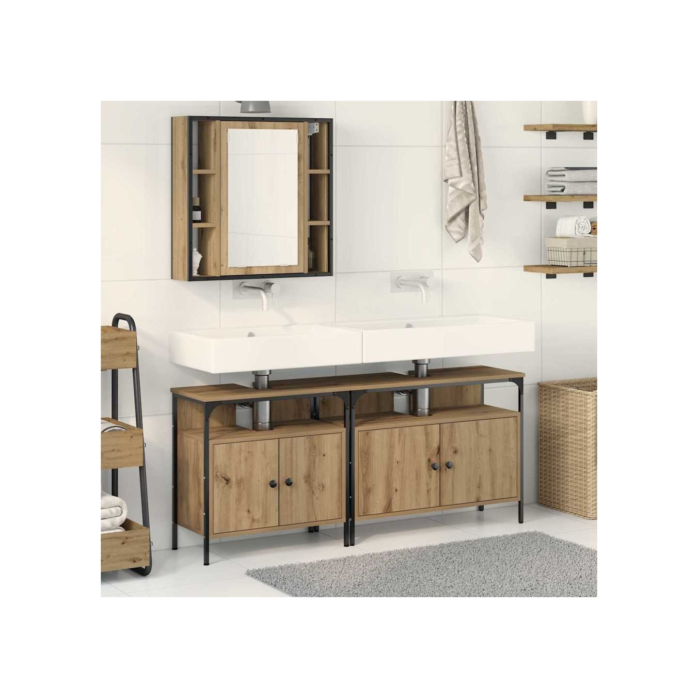Meubles de salle de bain 3 pc Marron 80 x 30 x 60 cm