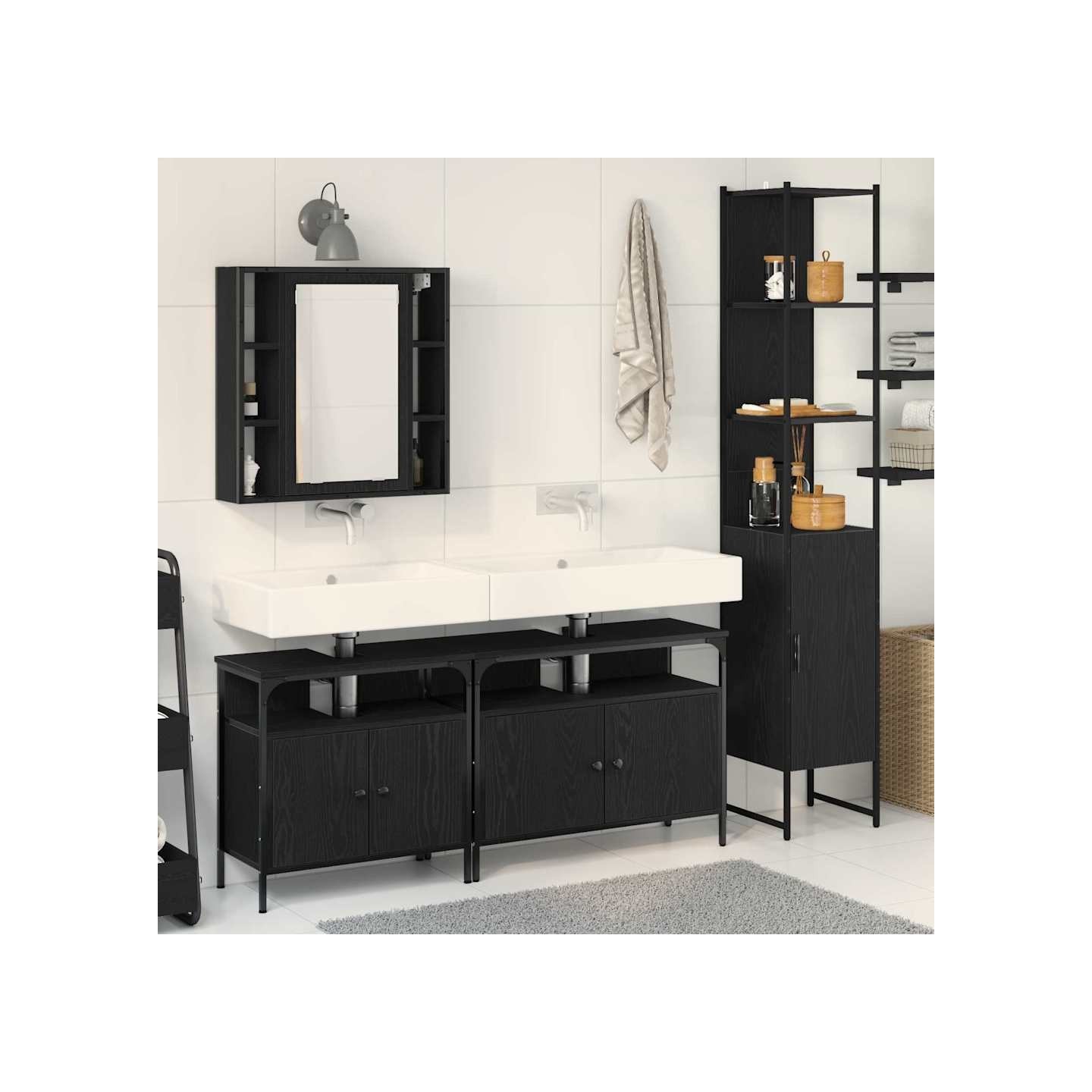 Ensemble de mobilier de salle de bain 4 pc Chêne noir