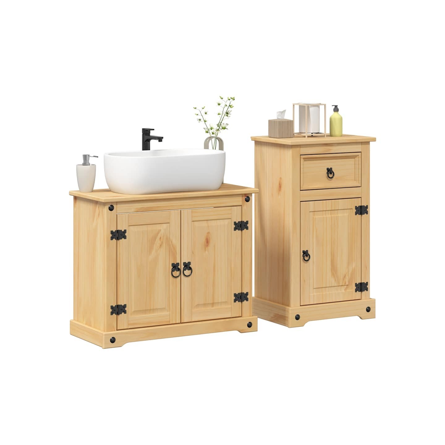 Ensemble de meubles salle de bain 2 pcs Corona bois pin massif