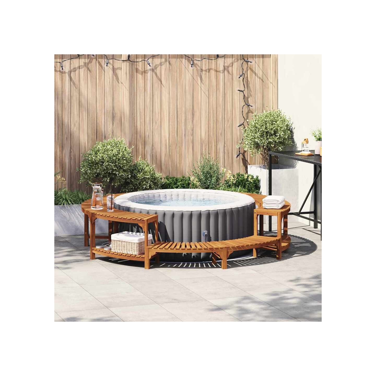 Entourage de bain à remous Bois d'Acacia Massif Marron