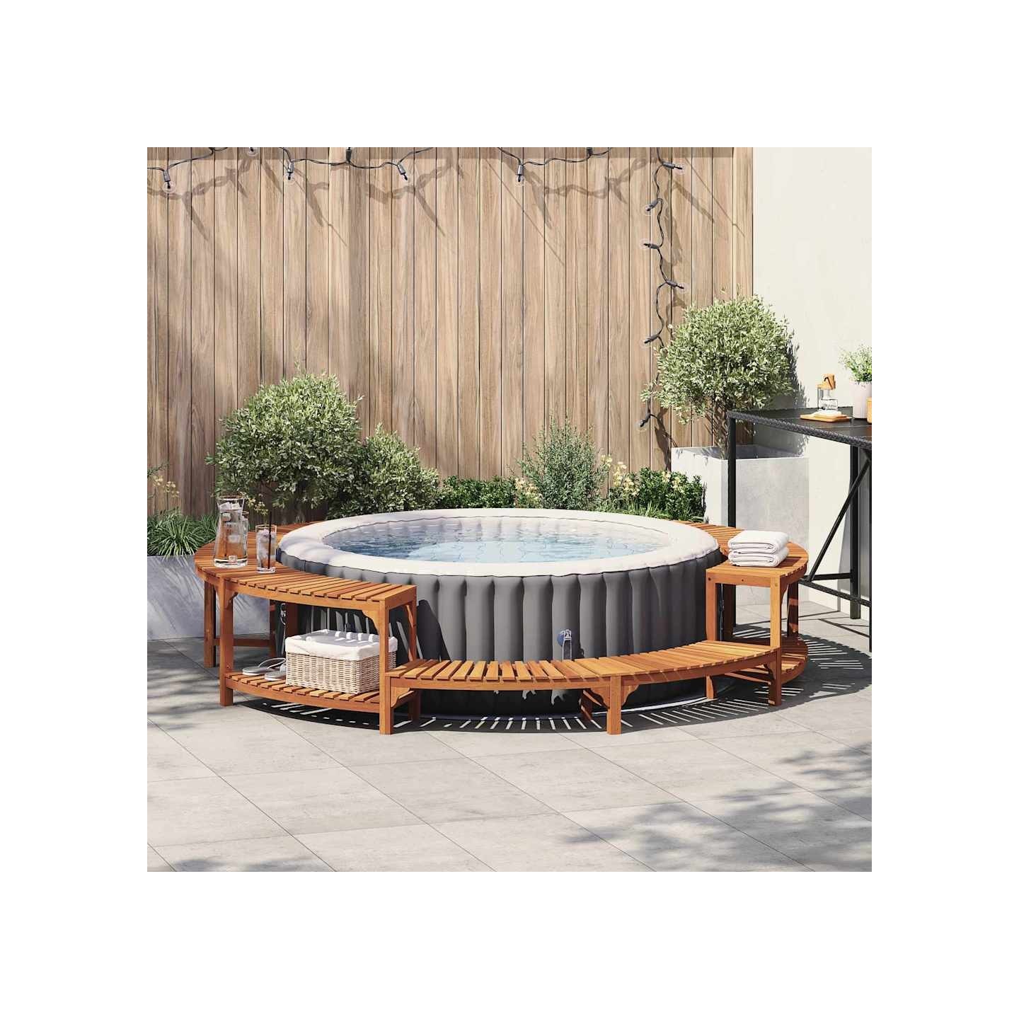 Entourage de bain à remous Bois d'Acacia Massif Marron